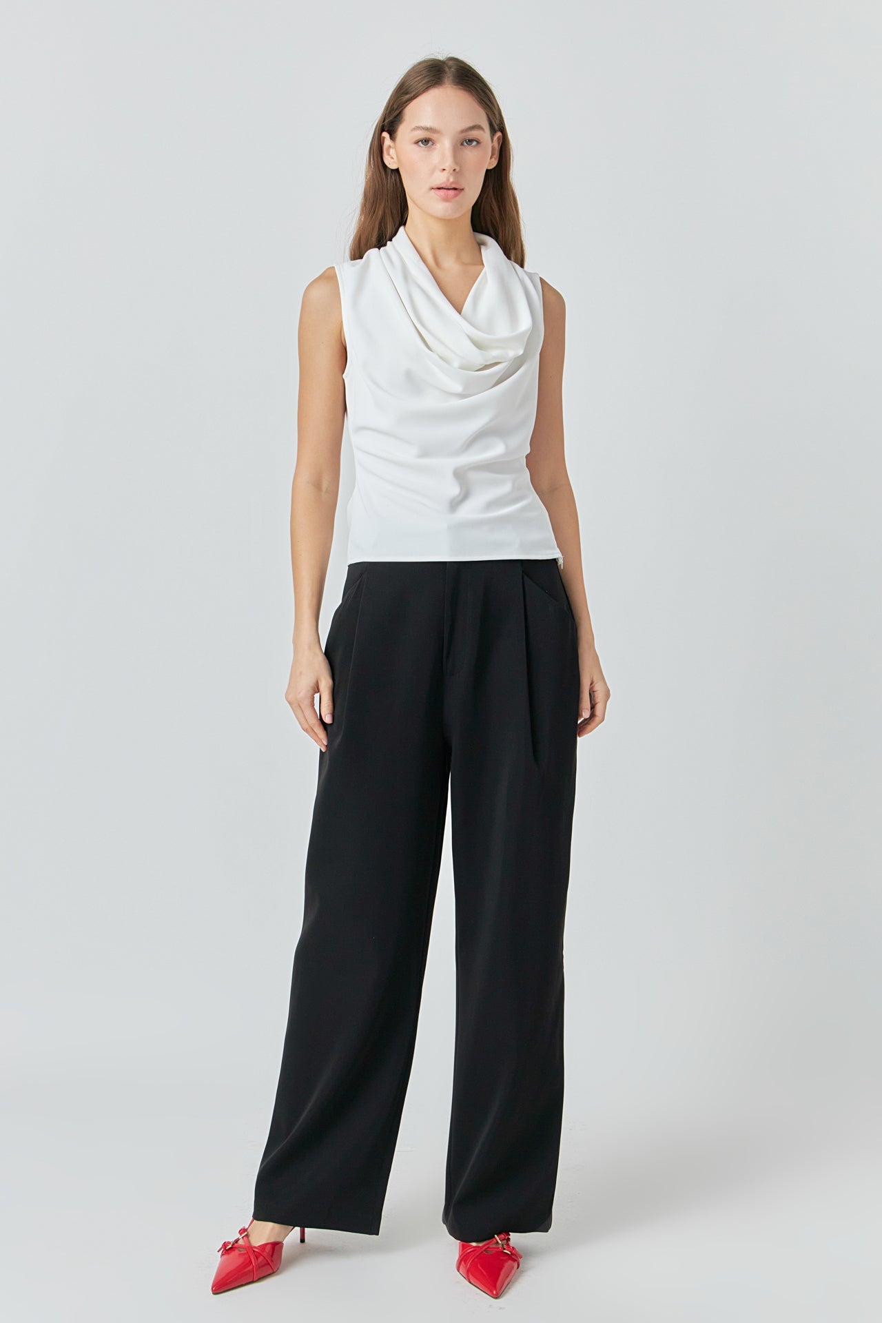 ENDLESS ROSE - Flowy Neckline Sleeveless Top - TOPS available at Objectrare