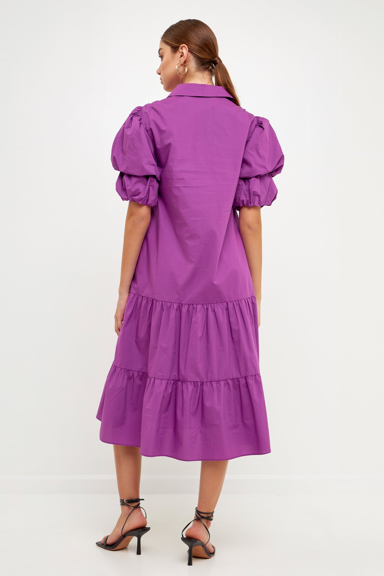 ENGLISH FACTORY - Collared Tiered Midi Dress - DRESSES available at Objectrare