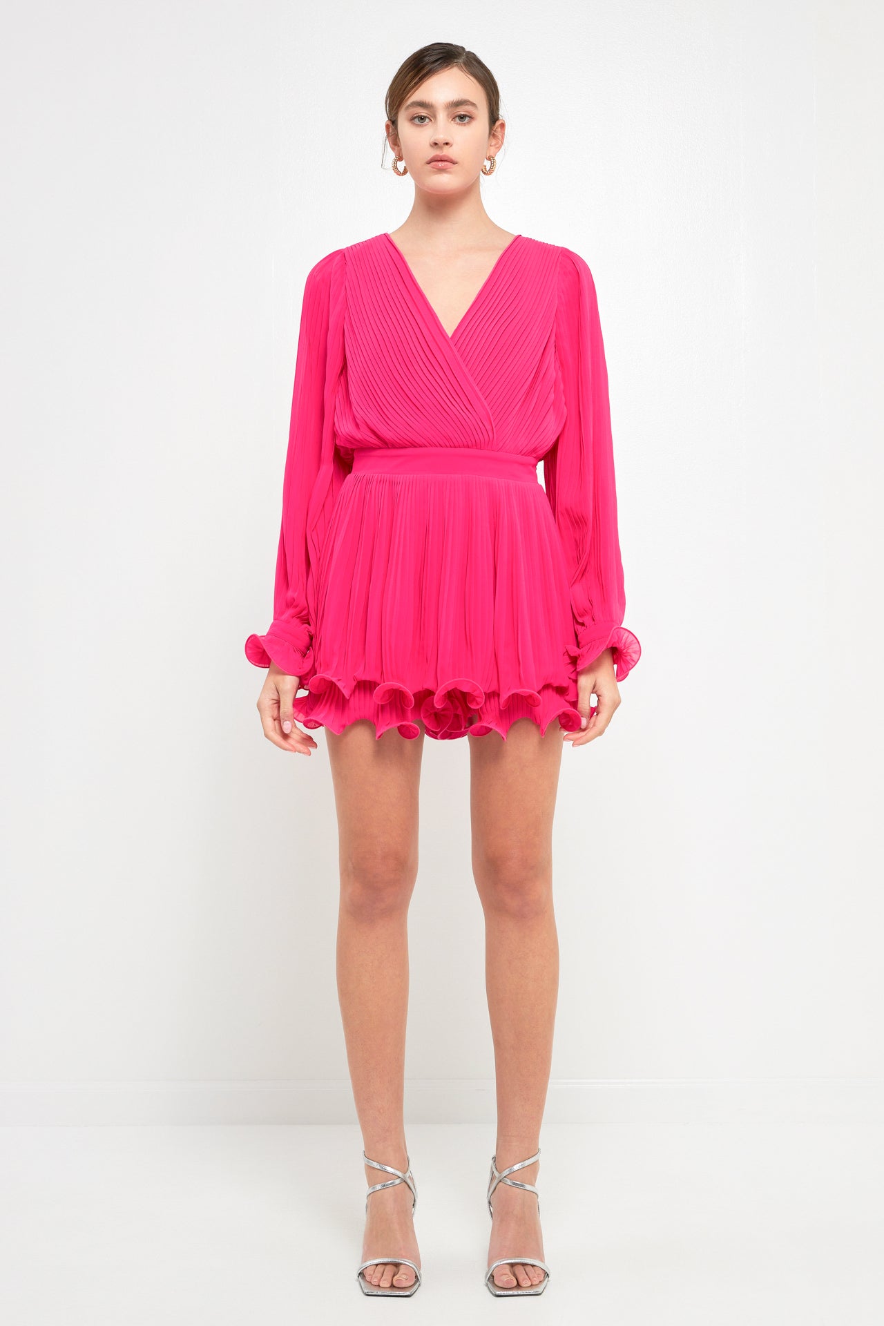 ENDLESS ROSE - Pleated Long-Sleeve Romper - ROMPERS available at Objectrare