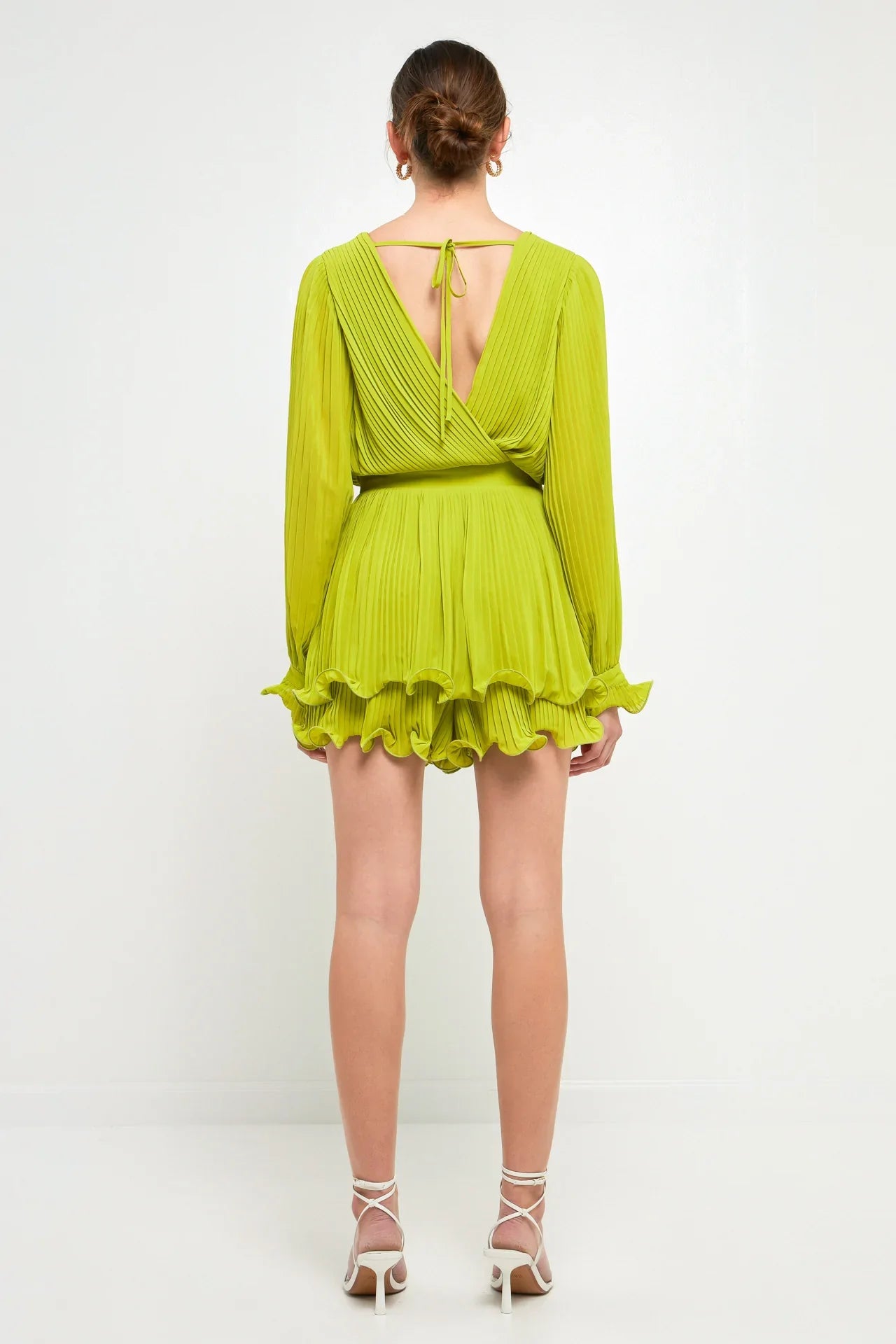 ENDLESS ROSE - Pleated Long-Sleeve Romper - ROMPERS available at Objectrare