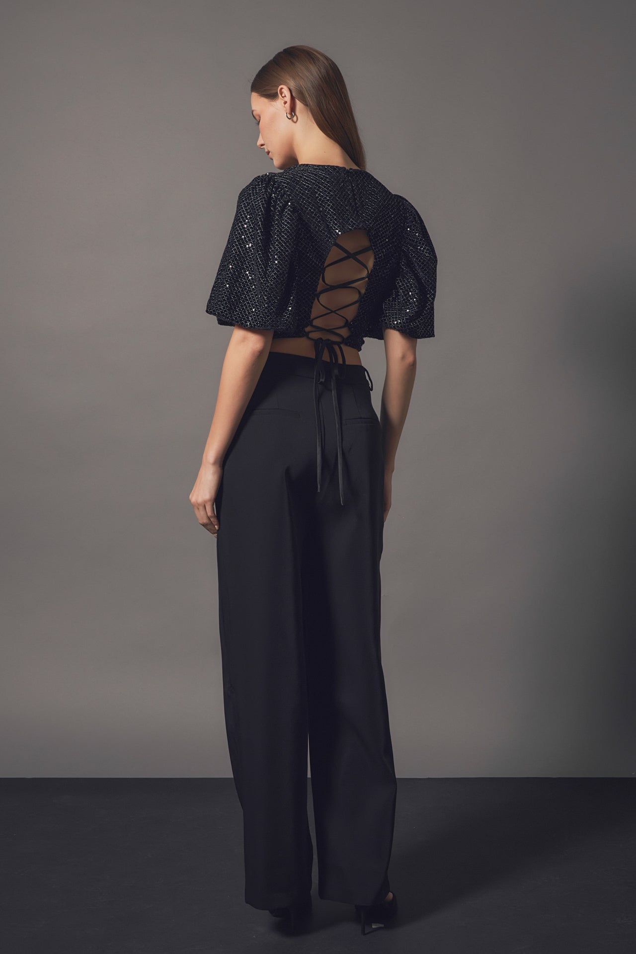 ENDLESS ROSE - Short Sleeve Sequin Crop Top - TOPS available at Objectrare