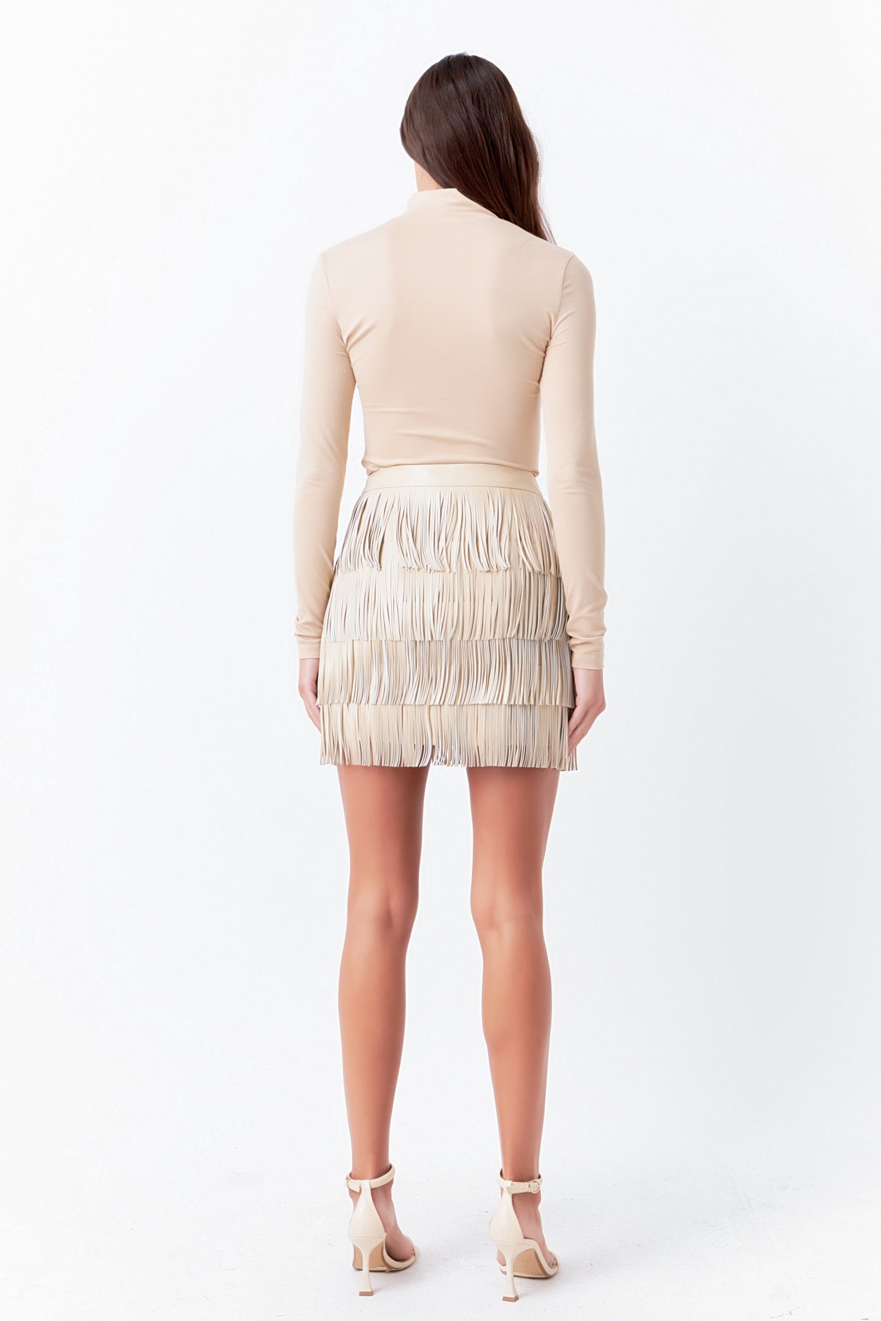 ENDLESS ROSE - Leather Fringe Mini Skirt - SKIRTS available at Objectrare