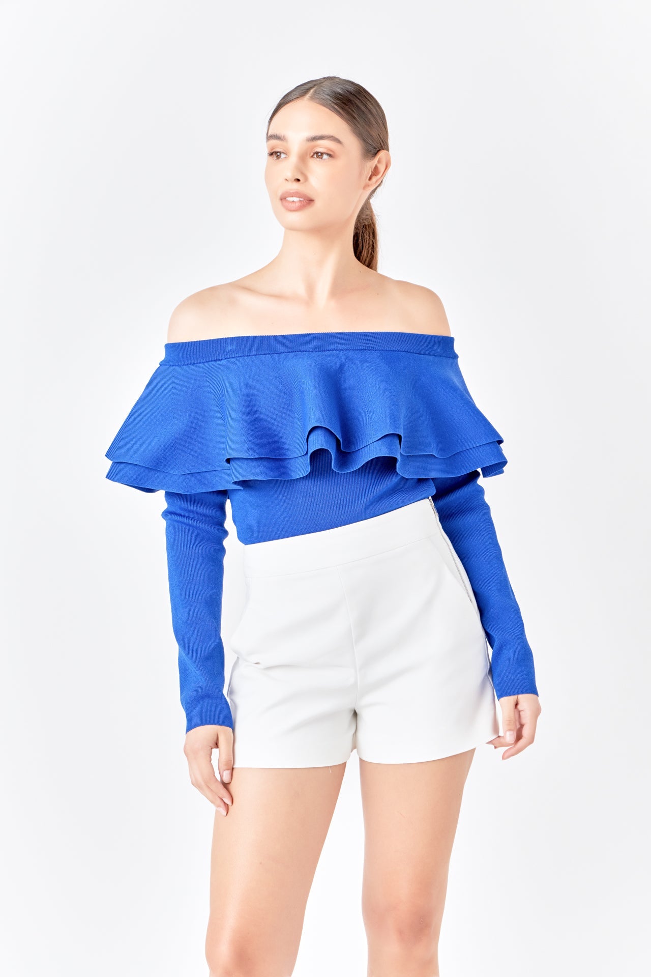 ENDLESS ROSE - Off-The-Shoulder Knit Top - TOPS available at Objectrare