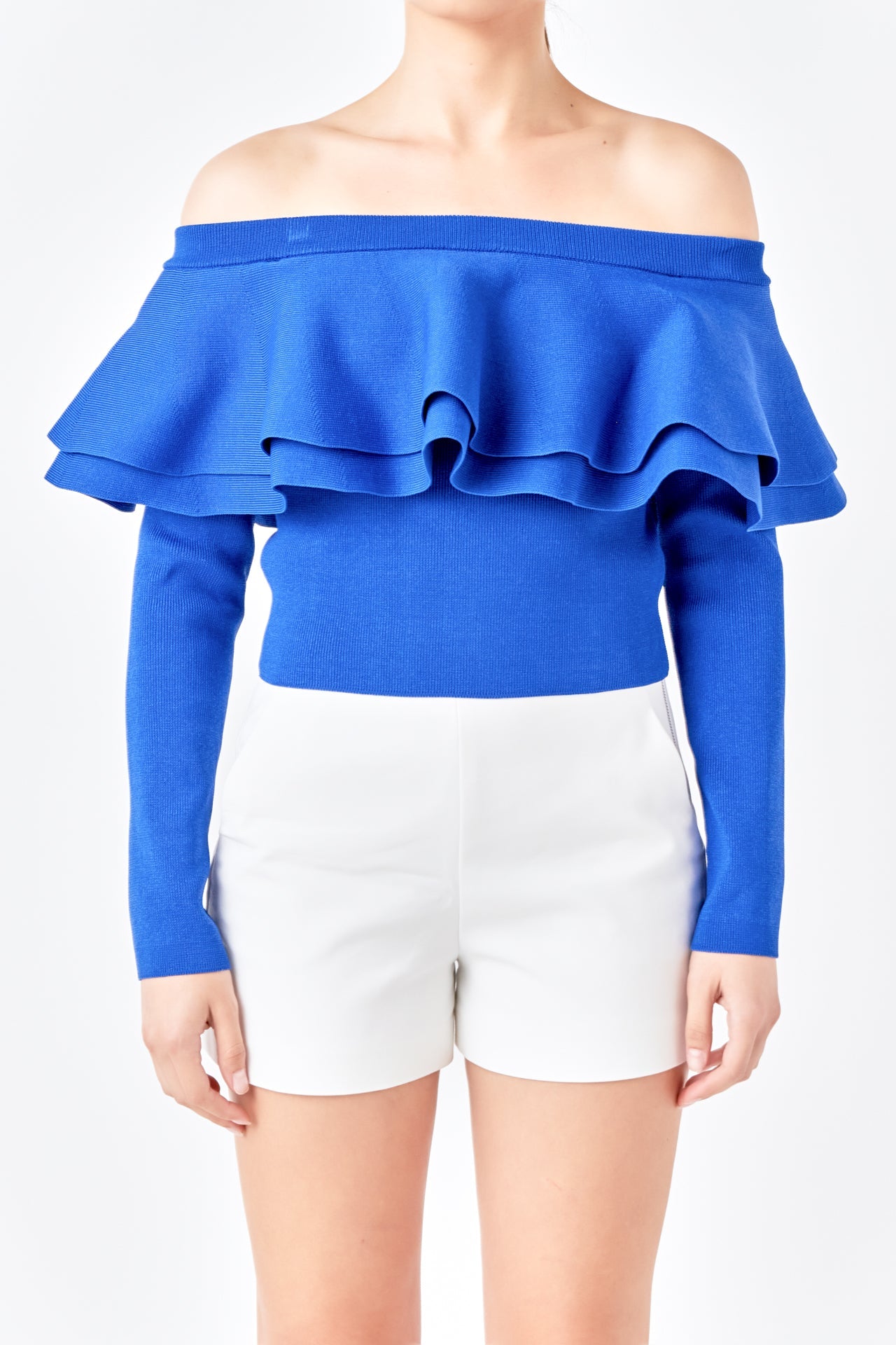 ENDLESS ROSE - Off-The-Shoulder Knit Top - TOPS available at Objectrare
