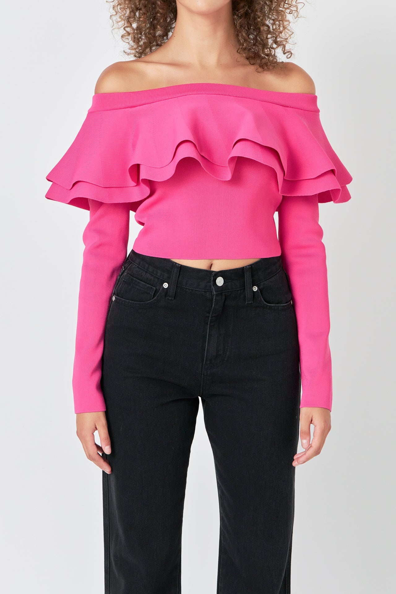 ENDLESS ROSE - Off-The-Shoulder Knit Top - TOPS available at Objectrare