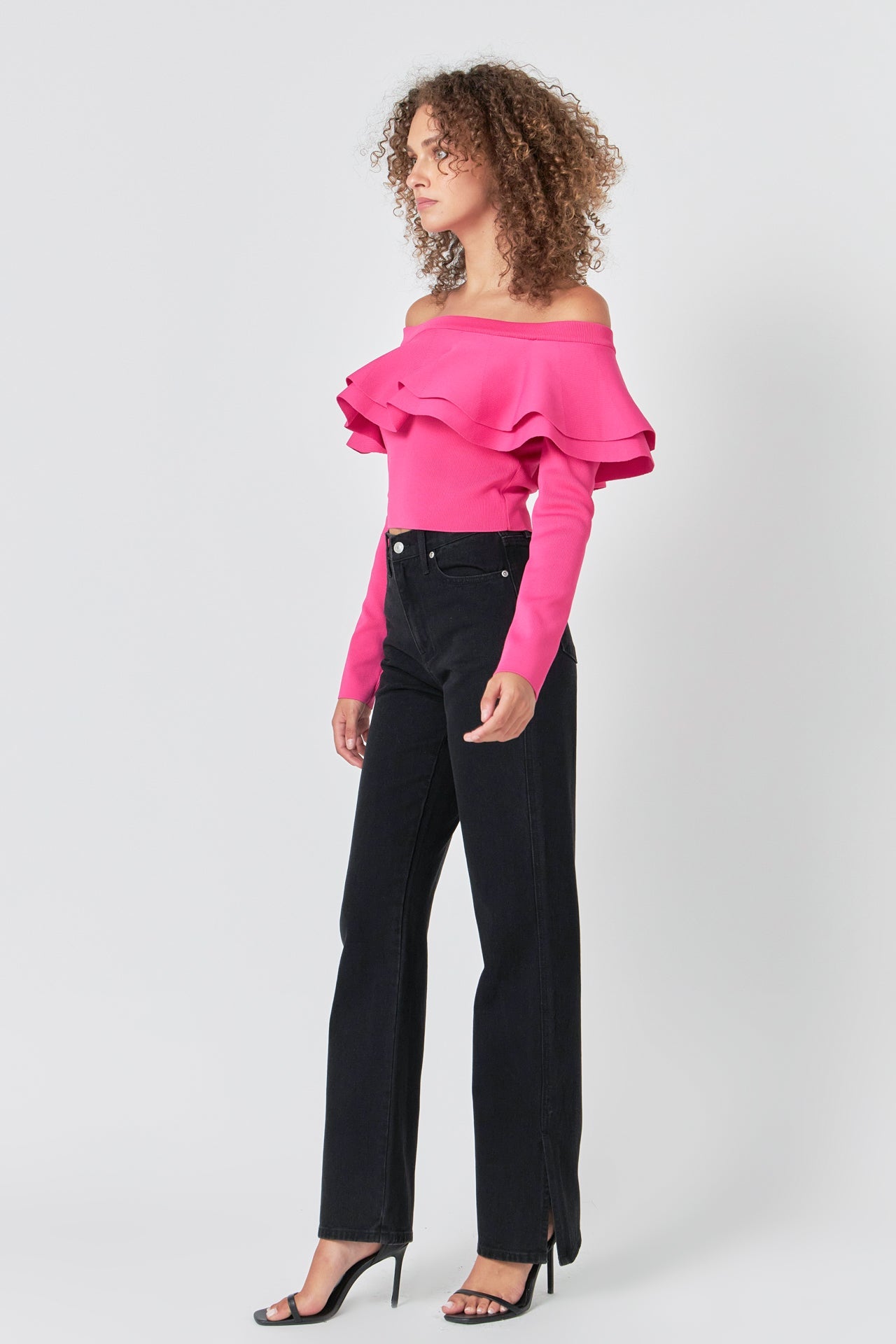 ENDLESS ROSE - Off-The-Shoulder Knit Top - TOPS available at Objectrare