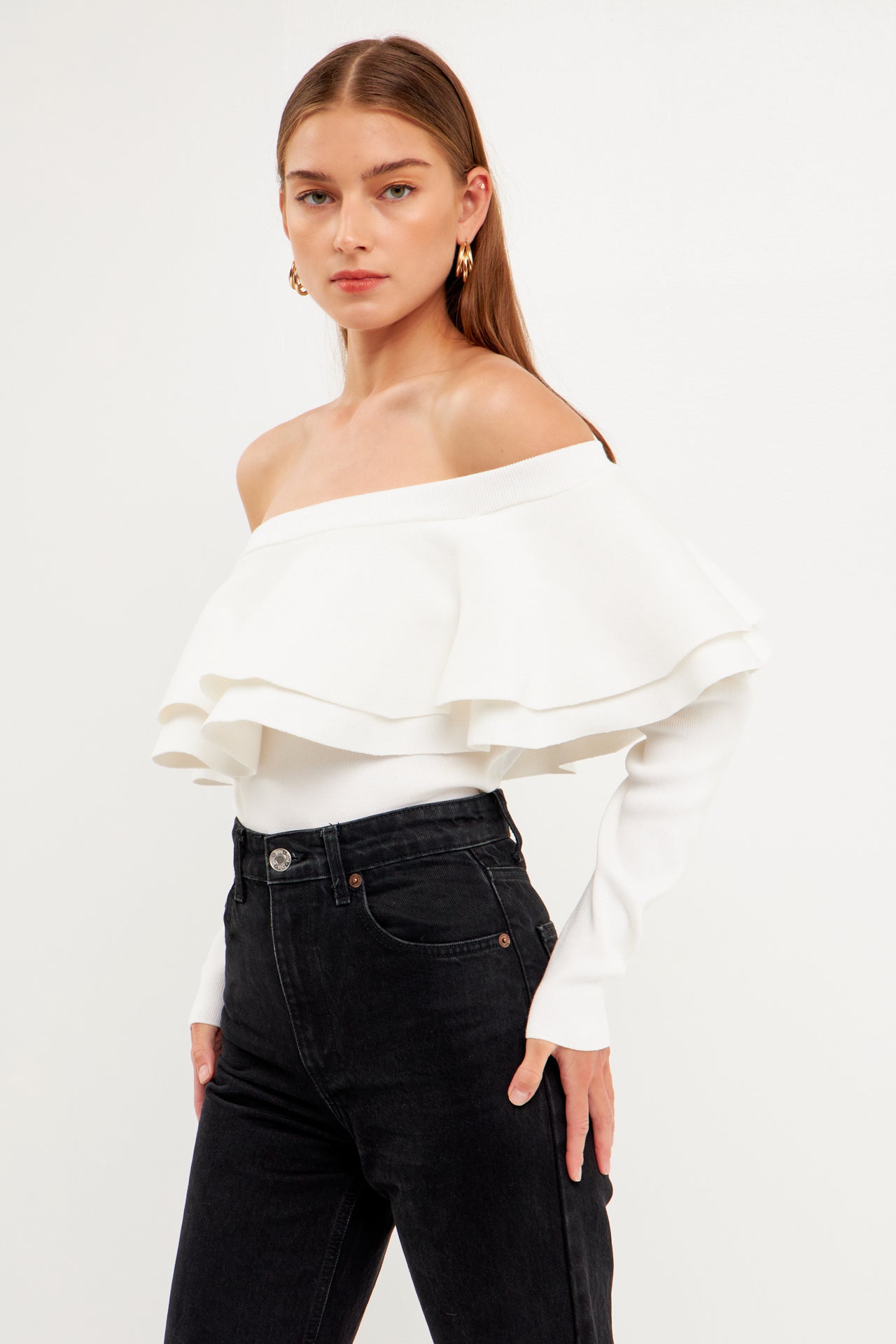 ENDLESS ROSE - Off-The-Shoulder Knit Top - TOPS available at Objectrare