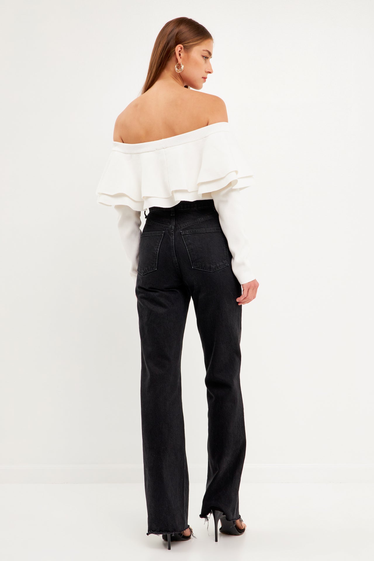 ENDLESS ROSE - Off-The-Shoulder Knit Top - TOPS available at Objectrare