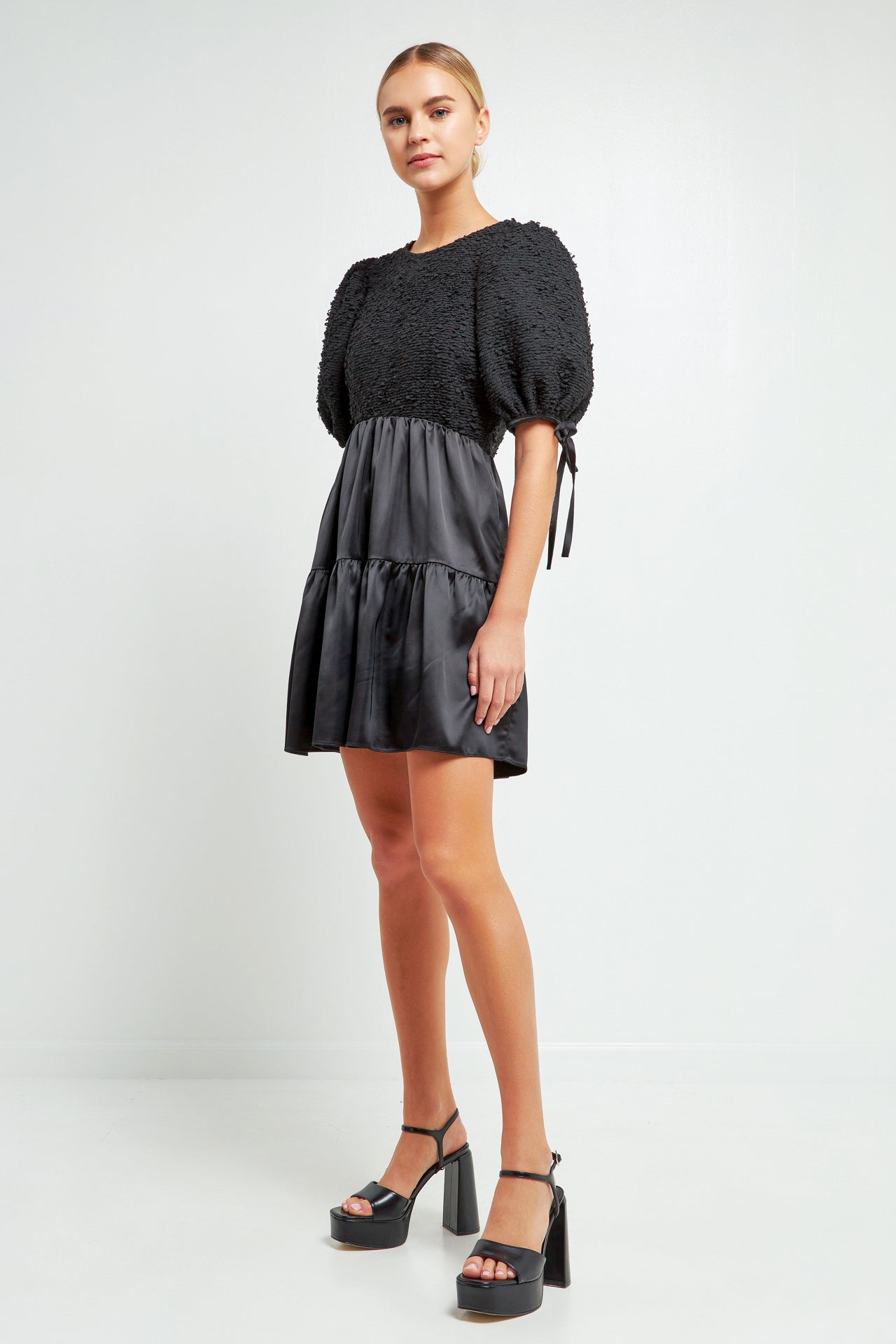 ENGLISH FACTORY - Puff Sleeve Tweed Mini Dress - DRESSES available at Objectrare