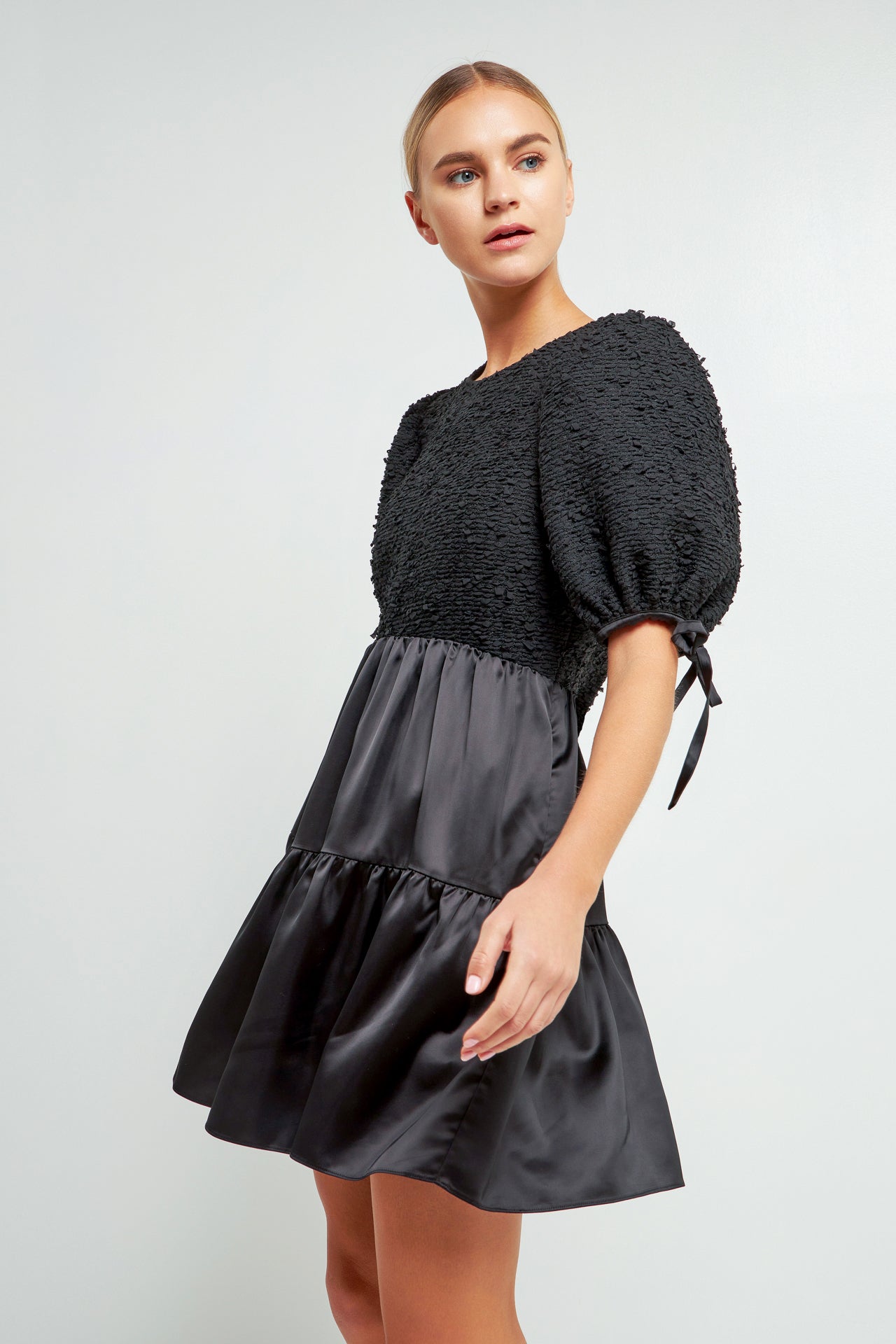 ENGLISH FACTORY - Puff Sleeve Tweed Mini Dress - DRESSES available at Objectrare