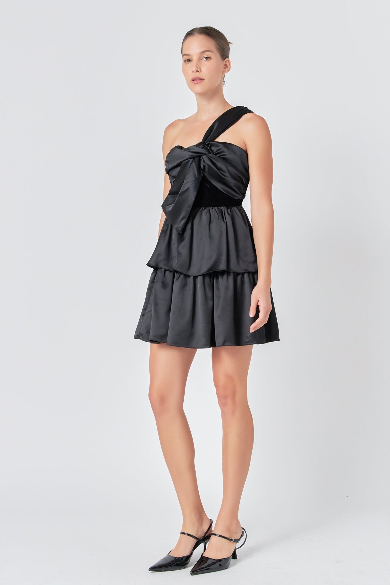 ENDLESS ROSE - One-Shoulder Satin Mini Dress - DRESSES available at Objectrare