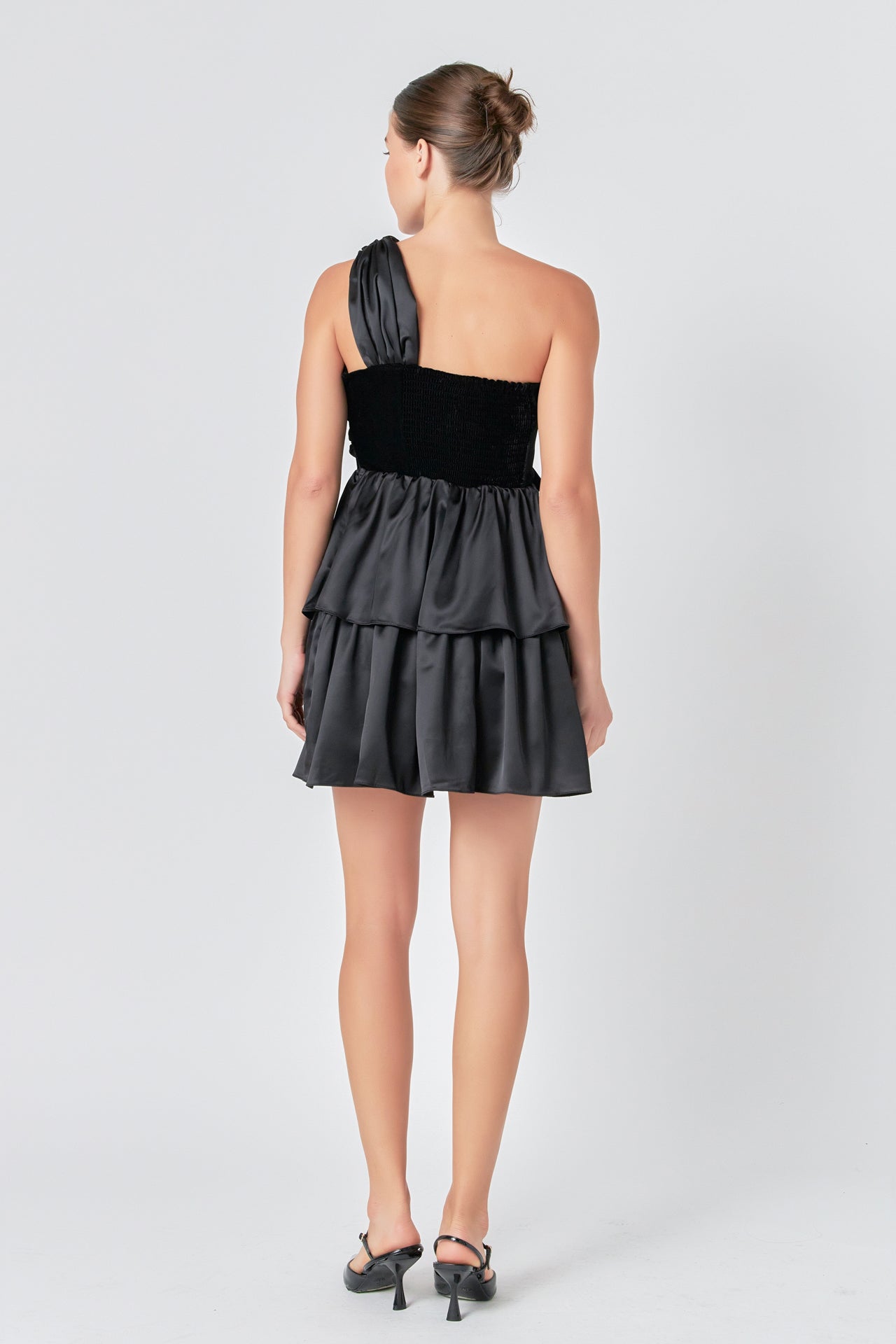 ENDLESS ROSE - One-Shoulder Satin Mini Dress - DRESSES available at Objectrare