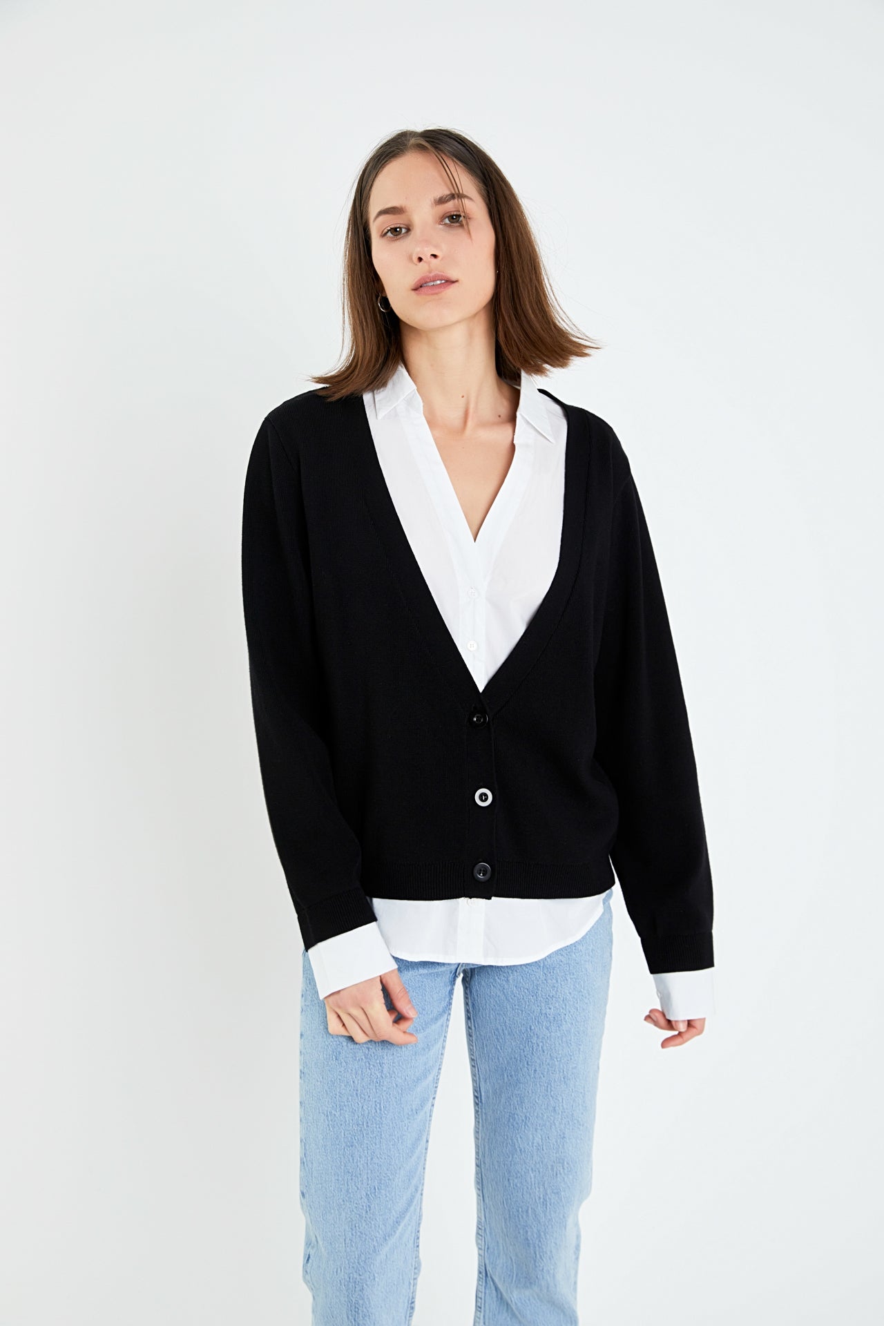 ENGLISH FACTORY - Mixed Media Knit Cardigan - SWEATERS & KNITS available at Objectrare