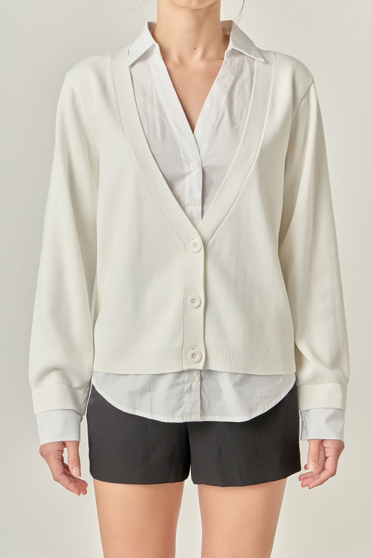 ENGLISH FACTORY - Mixed Media Knit Cardigan - SWEATERS & KNITS available at Objectrare