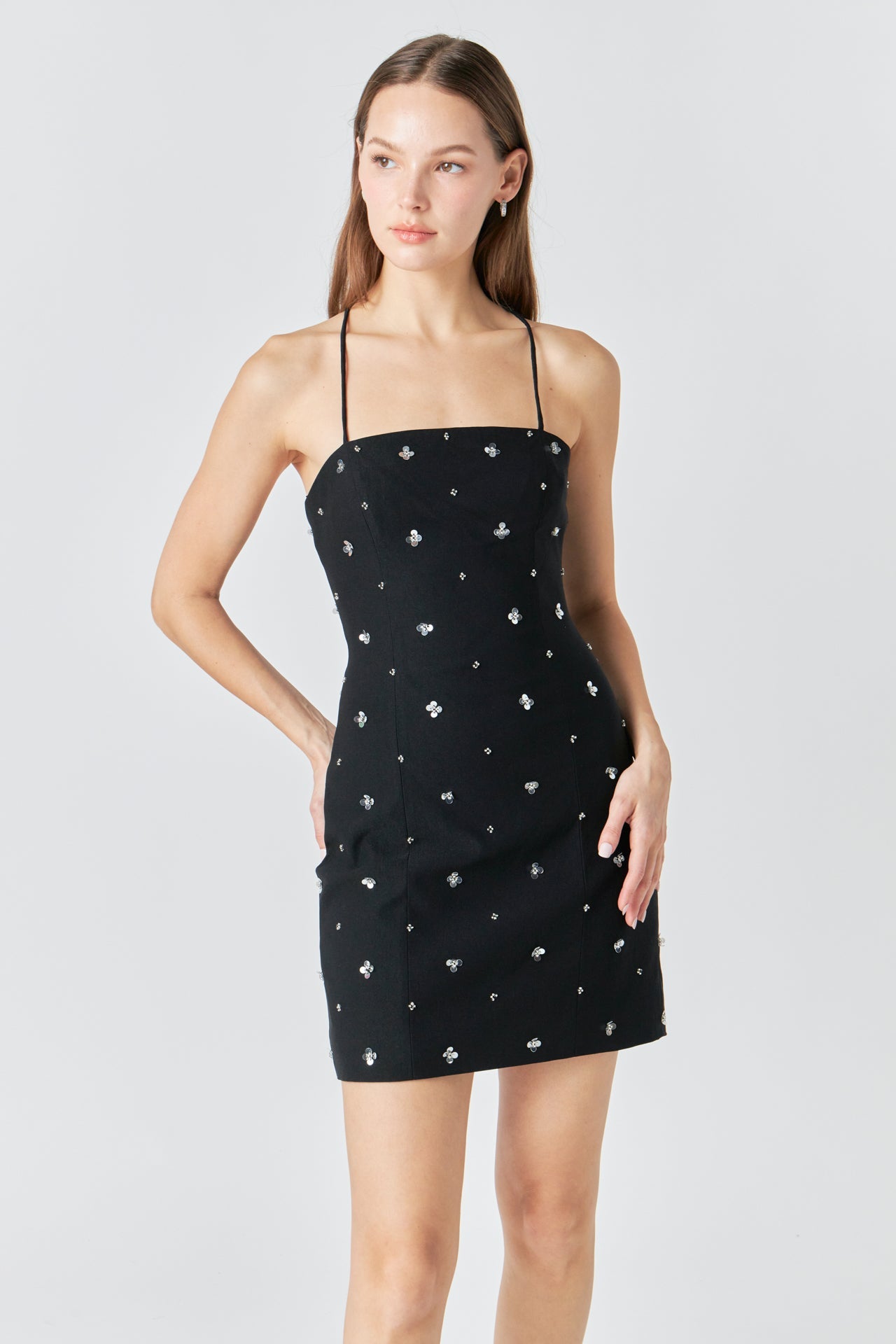 ENDLESS ROSE - Premium Sequins Floral Embroidery Mini Dress - DRESSES available at Objectrare