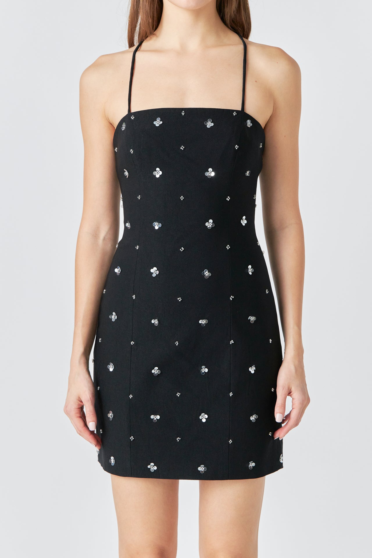ENDLESS ROSE - Premium Sequins Floral Embroidery Mini Dress - DRESSES available at Objectrare