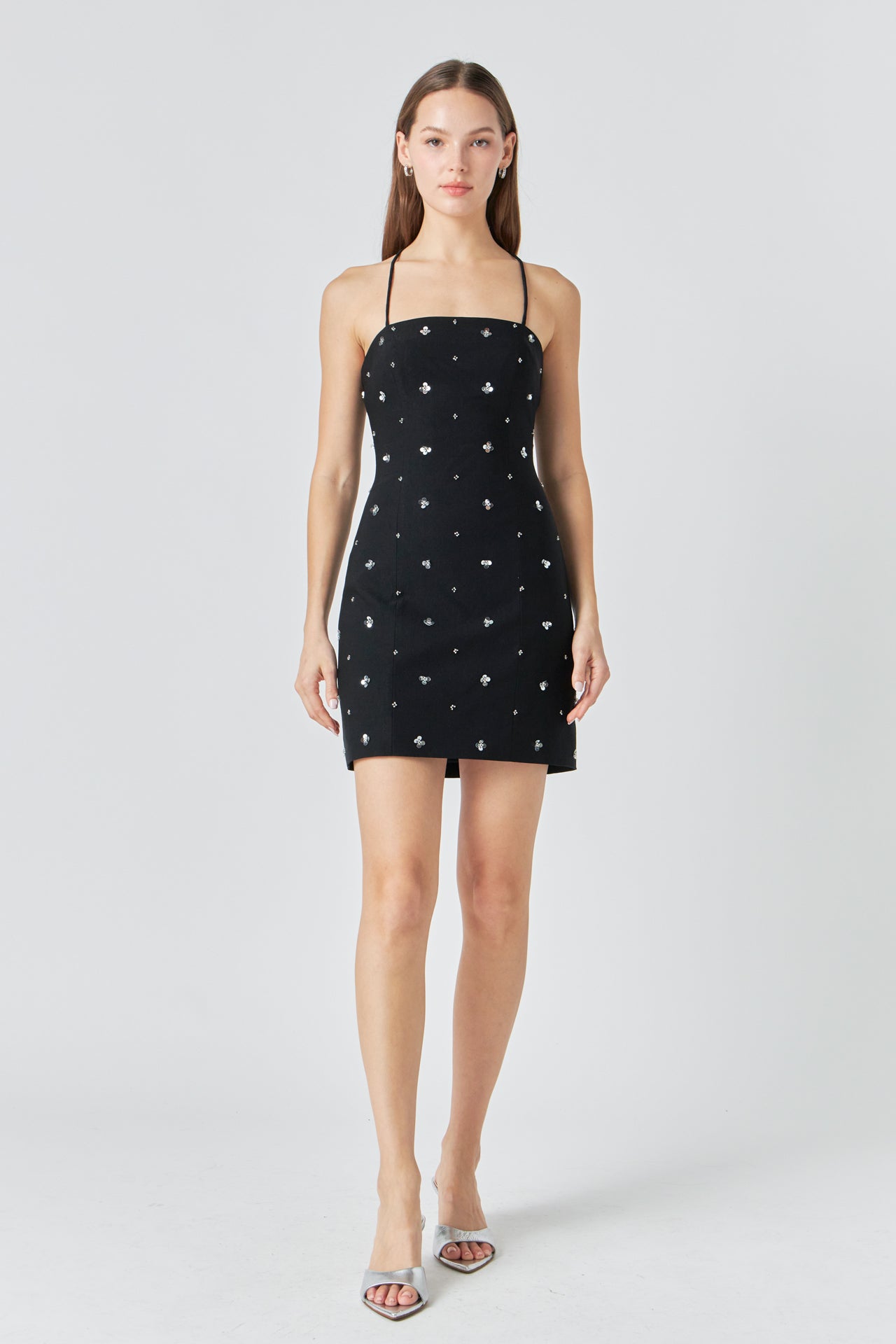 ENDLESS ROSE - Premium Sequins Floral Embroidery Mini Dress - DRESSES available at Objectrare