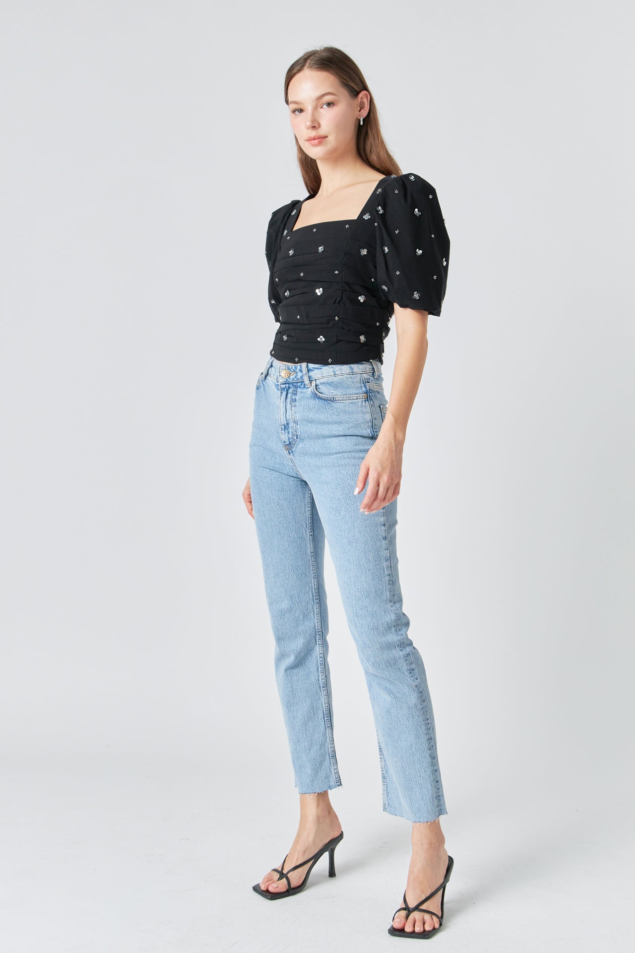 ENDLESS ROSE - Premium Sequins Floral Embroidery Top - TOPS available at Objectrare