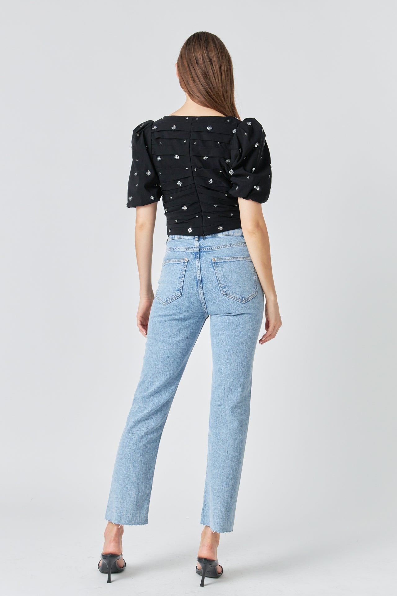 ENDLESS ROSE - Premium Sequins Floral Embroidery Top - TOPS available at Objectrare