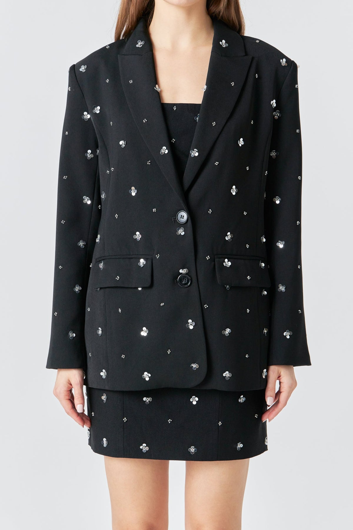 ENDLESS ROSE - Premium Sequins Floral Embroidery Blazer - BLAZERS available at Objectrare