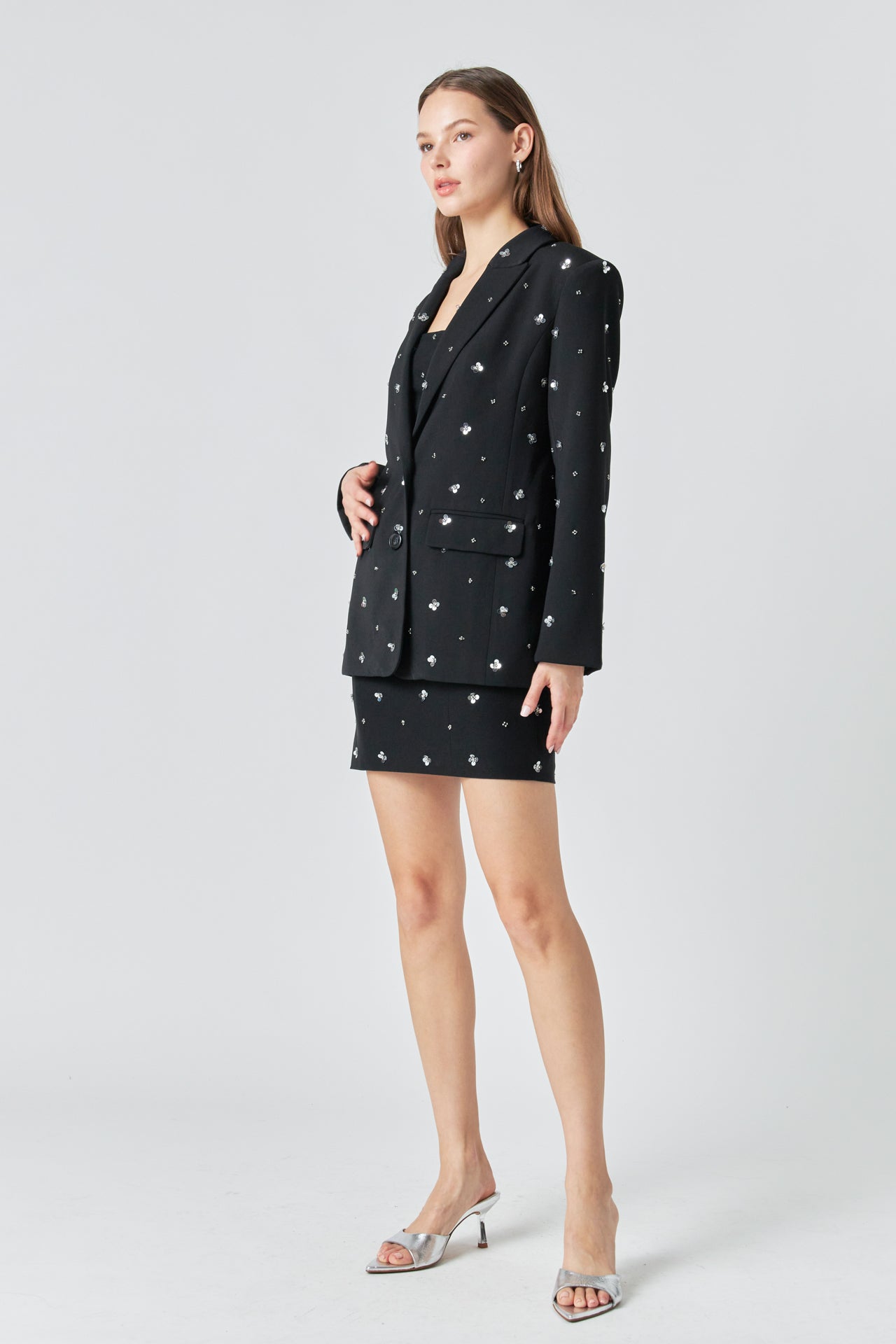 ENDLESS ROSE - Premium Sequins Floral Embroidery Blazer - BLAZERS available at Objectrare