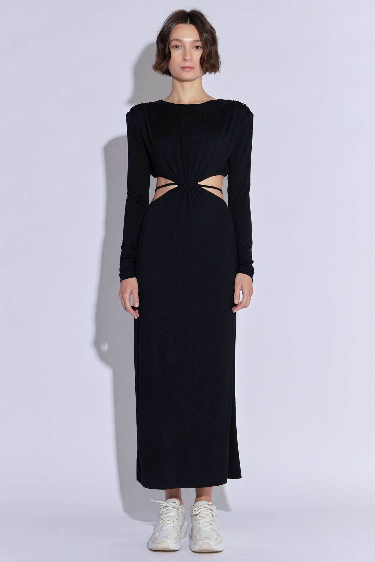 Long Sleeve Open-Back Maxi Dress