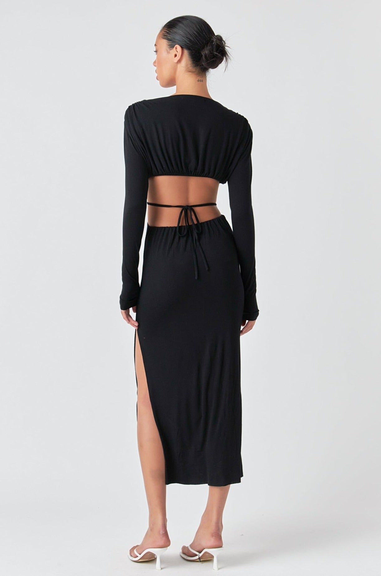 GREY LAB - Long Sleeve Open-Back Maxi Dress - DRESSES available at Objectrare