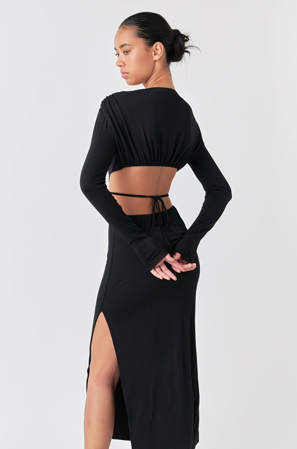 GREY LAB - Long Sleeve Open-Back Maxi Dress - DRESSES available at Objectrare