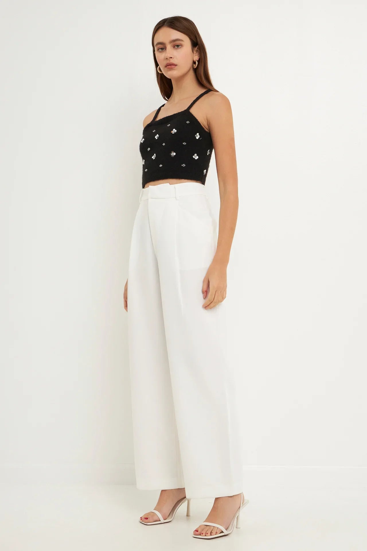 ENDLESS ROSE - Sequin Embellished Knit Crop Top - TOPS available at Objectrare