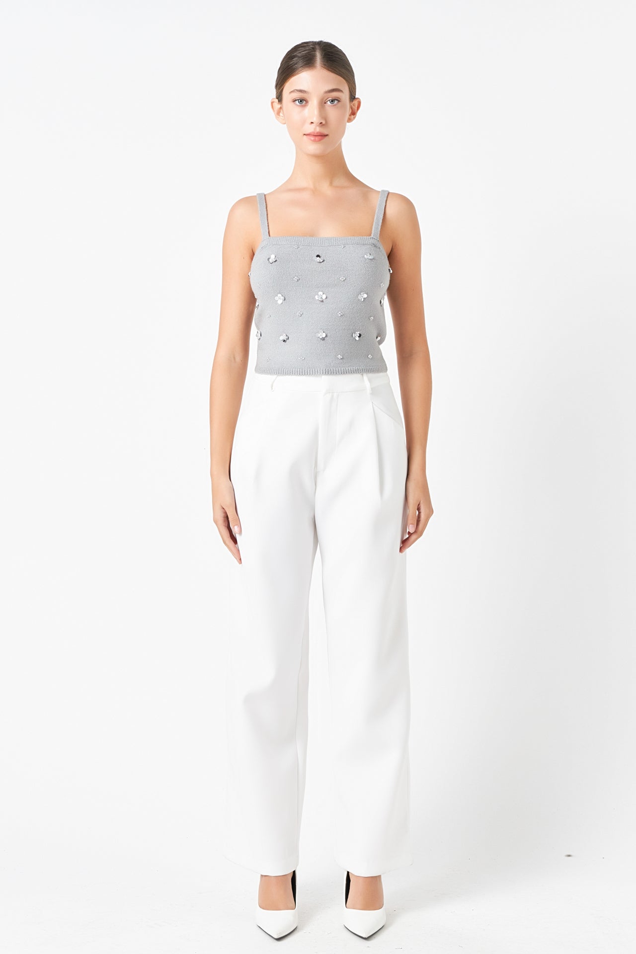 ENDLESS ROSE - Sequin Embellished Knit Crop Top - TOPS available at Objectrare