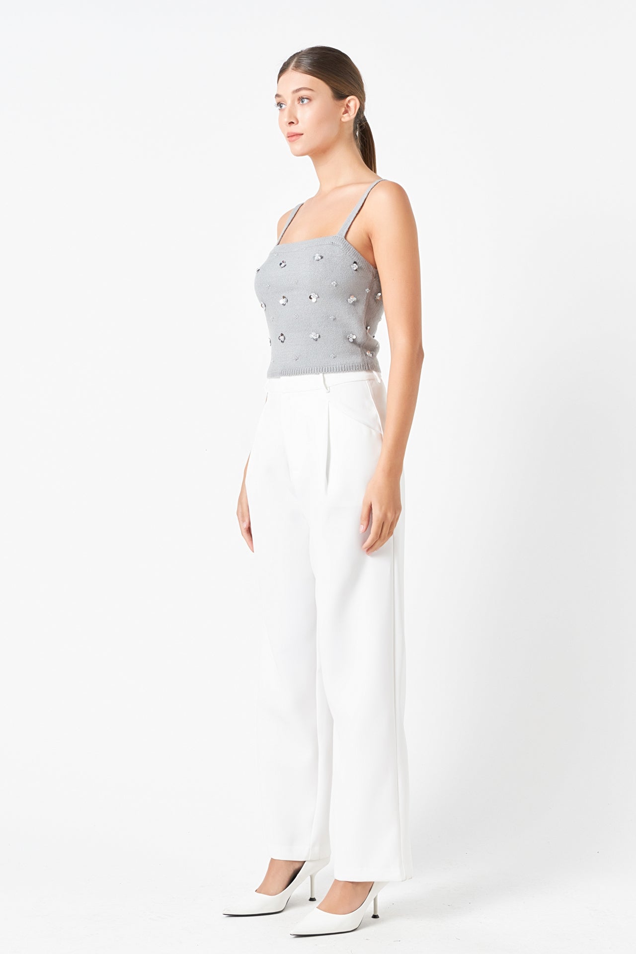 ENDLESS ROSE - Sequin Embellished Knit Crop Top - TOPS available at Objectrare