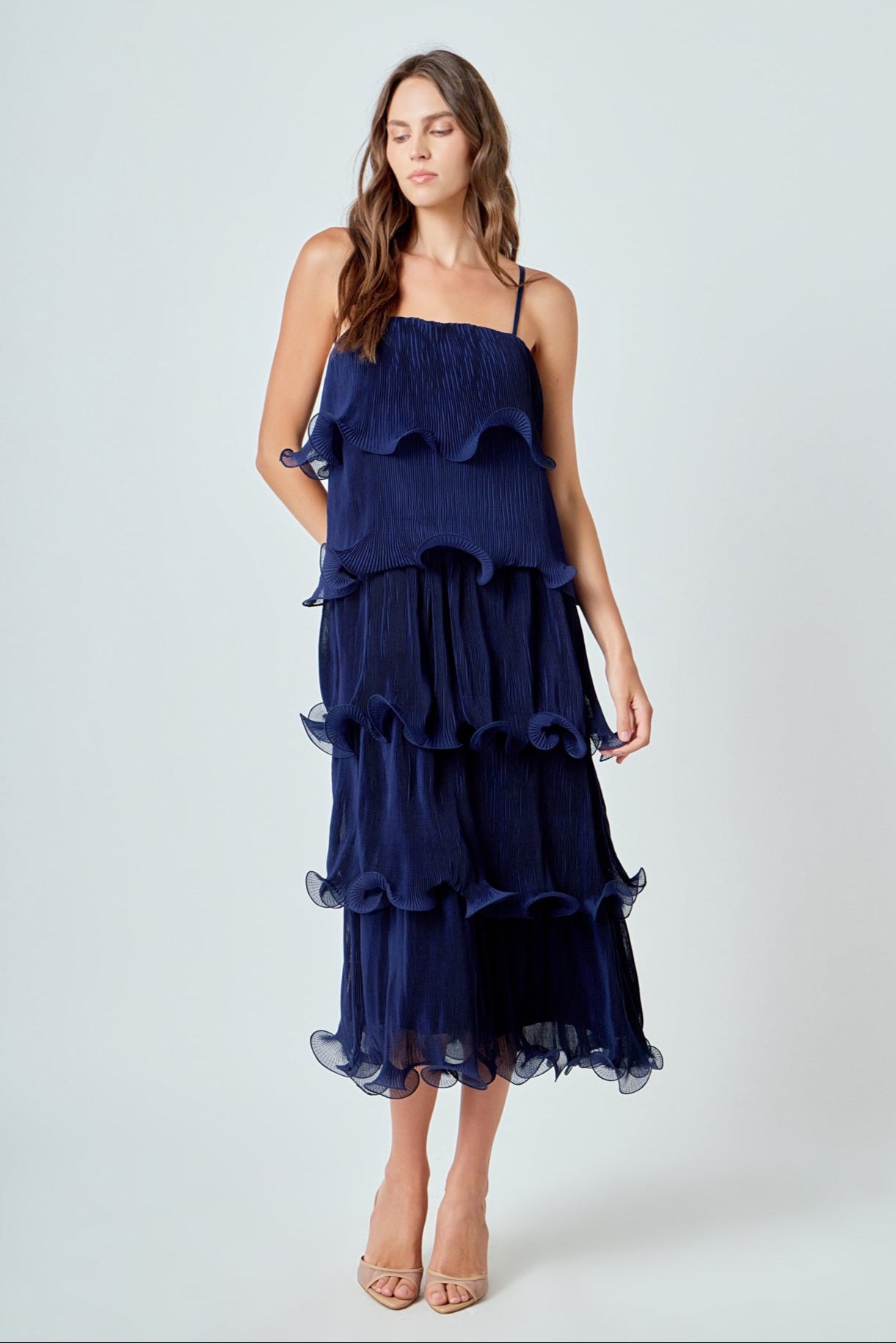 ENDLESS ROSE - Pleated Tiered Long Dress - DRESSES available at Objectrare