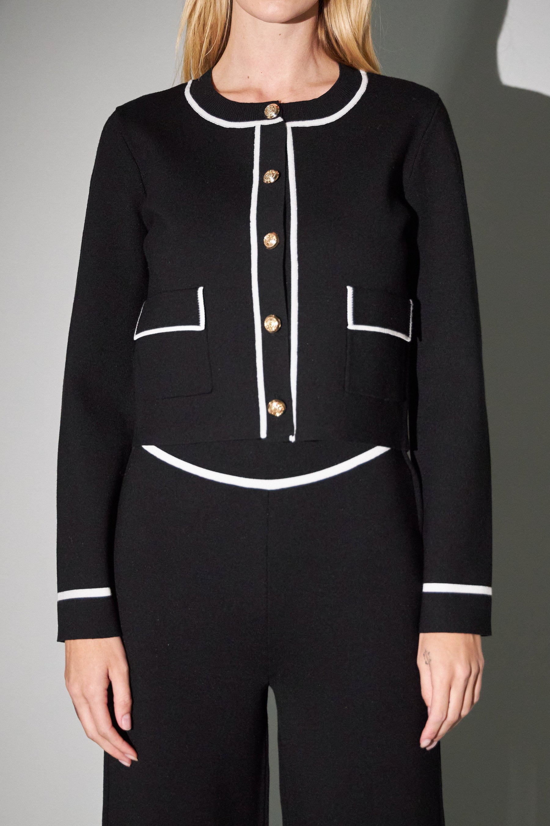 ENGLISH FACTORY - Contrast Knit Cardigan - SWEATERS & KNITS available at Objectrare