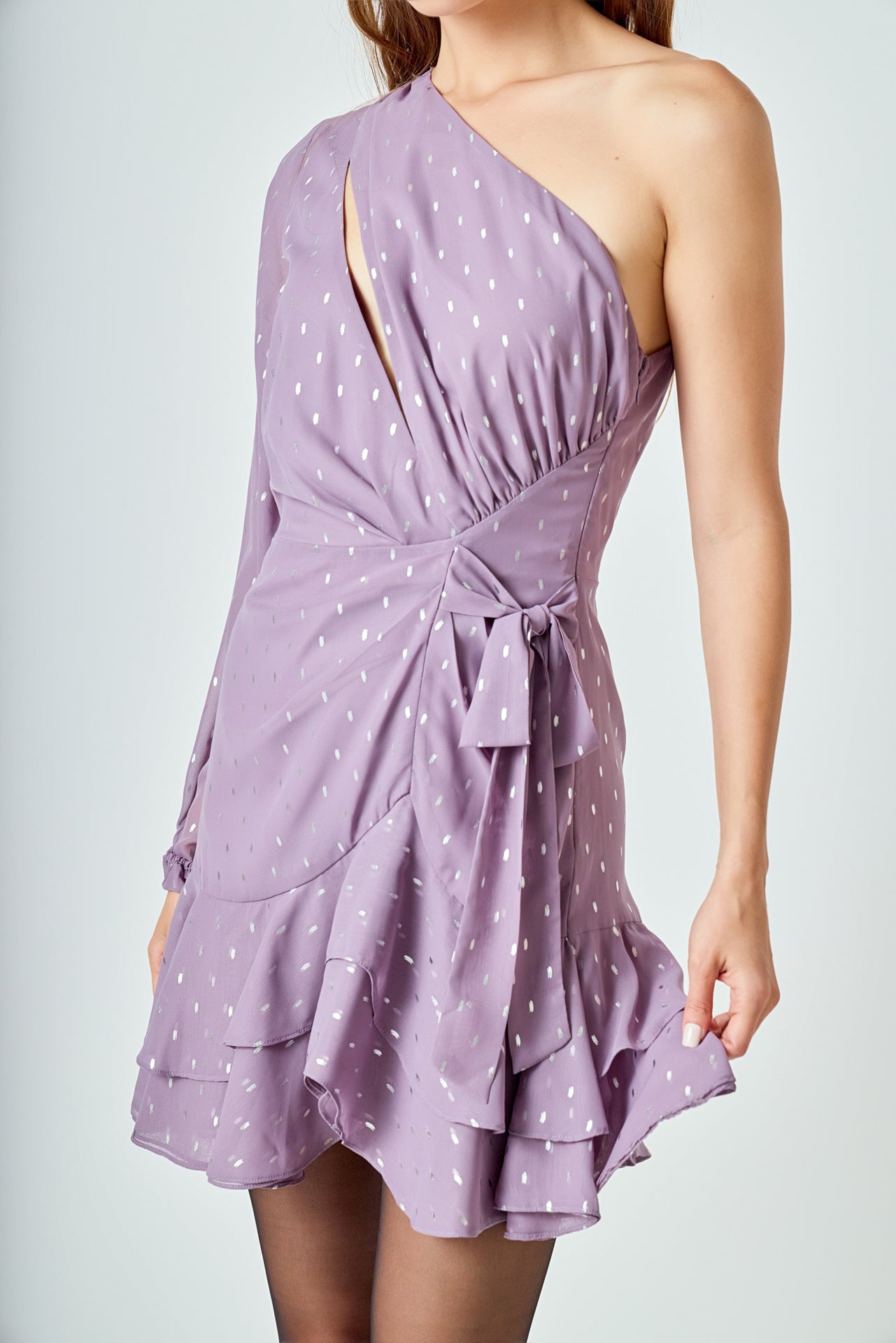 ENDLESS ROSE - One Shoulder Chiffon Mini Dress - DRESSES available at Objectrare