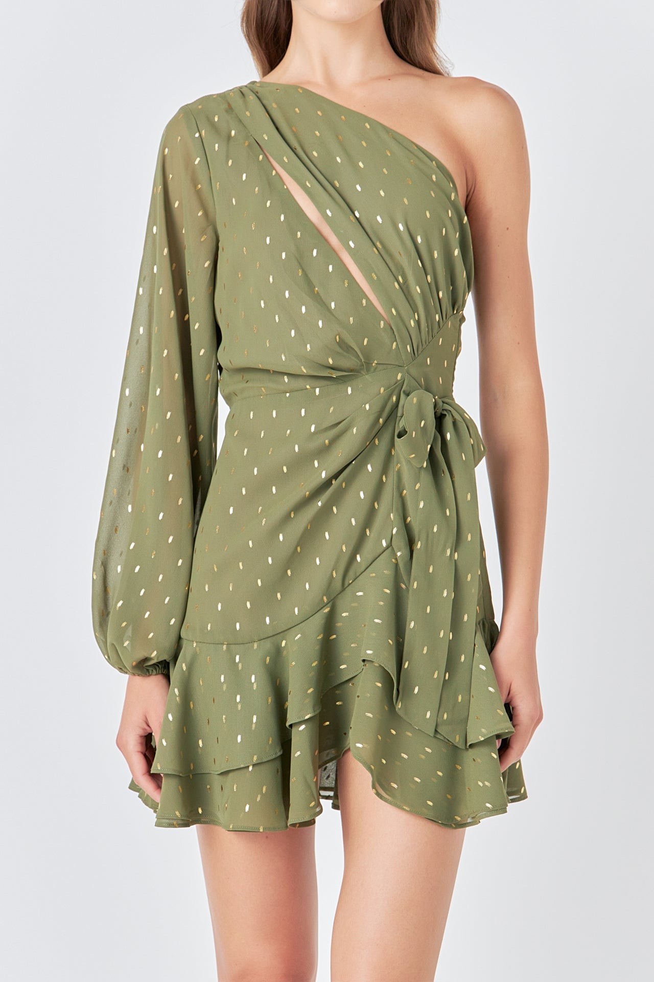 ENDLESS ROSE - One Shoulder Chiffon Mini Dress - DRESSES available at Objectrare