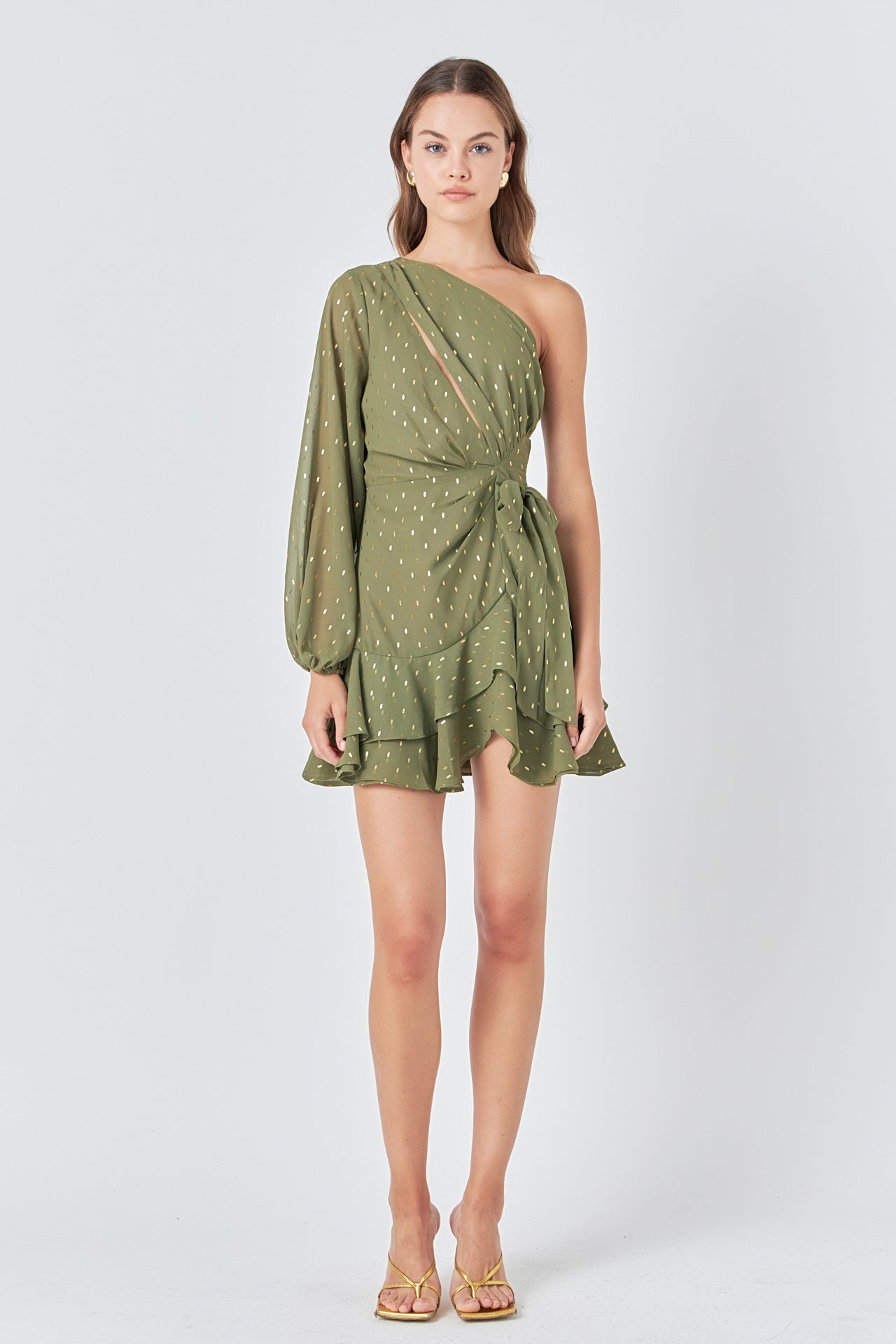 ENDLESS ROSE - One Shoulder Chiffon Mini Dress - DRESSES available at Objectrare