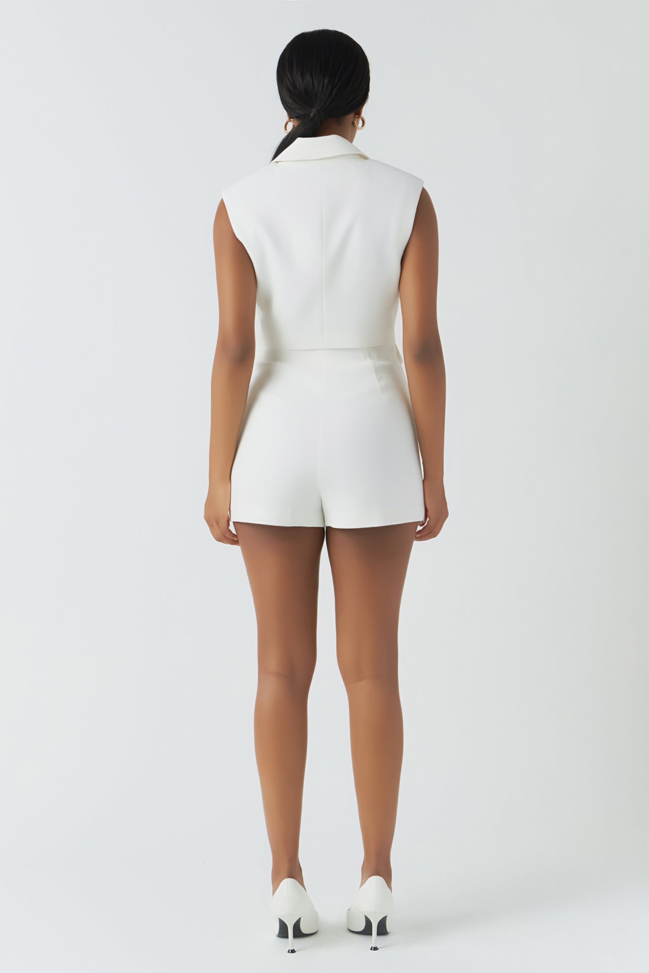 ENDLESS ROSE - Sleeveless Blazer Romper - ROMPERS available at Objectrare