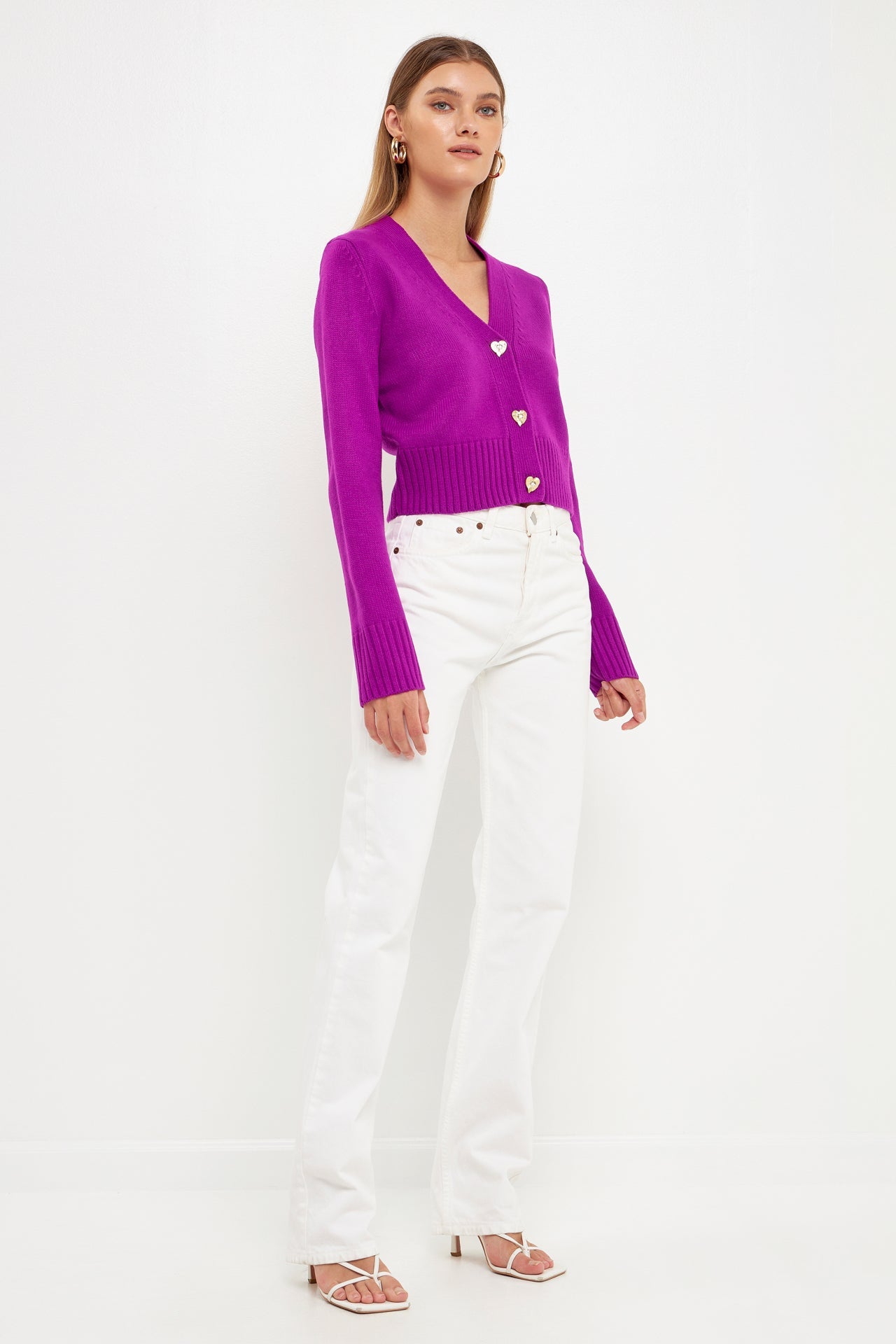 ENDLESS ROSE - Heart Button Cardigan - SWEATERS & KNITS available at Objectrare