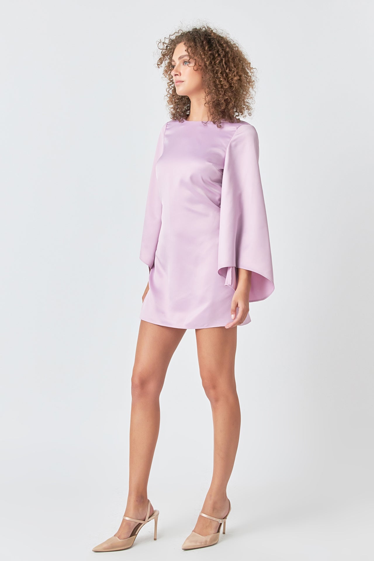 ENDLESS ROSE - Flare Detail Satin Mini Dress - DRESSES available at Objectrare