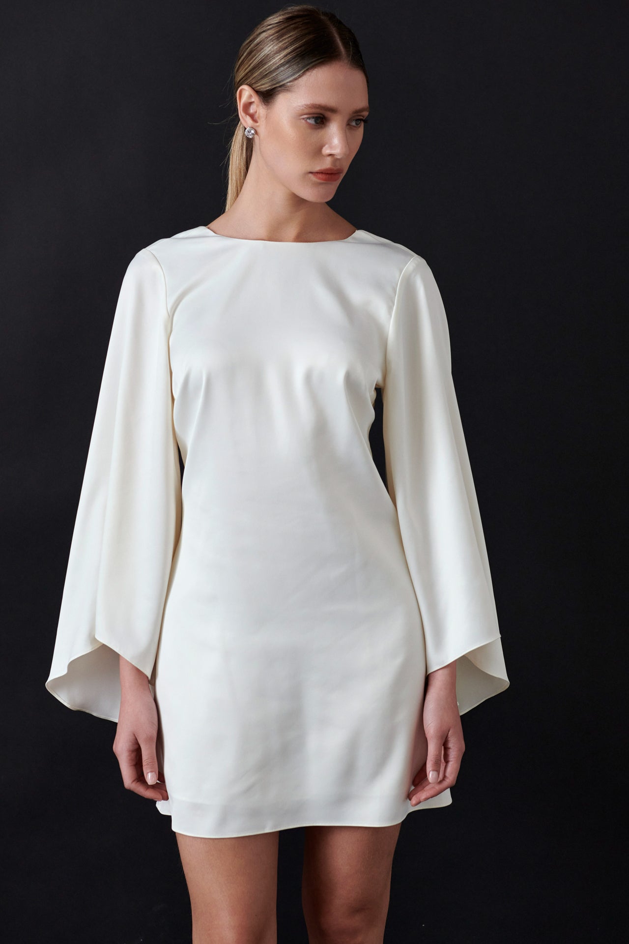 Flare Detail Satin Mini Dress Flare Detail Satin Mini Dress