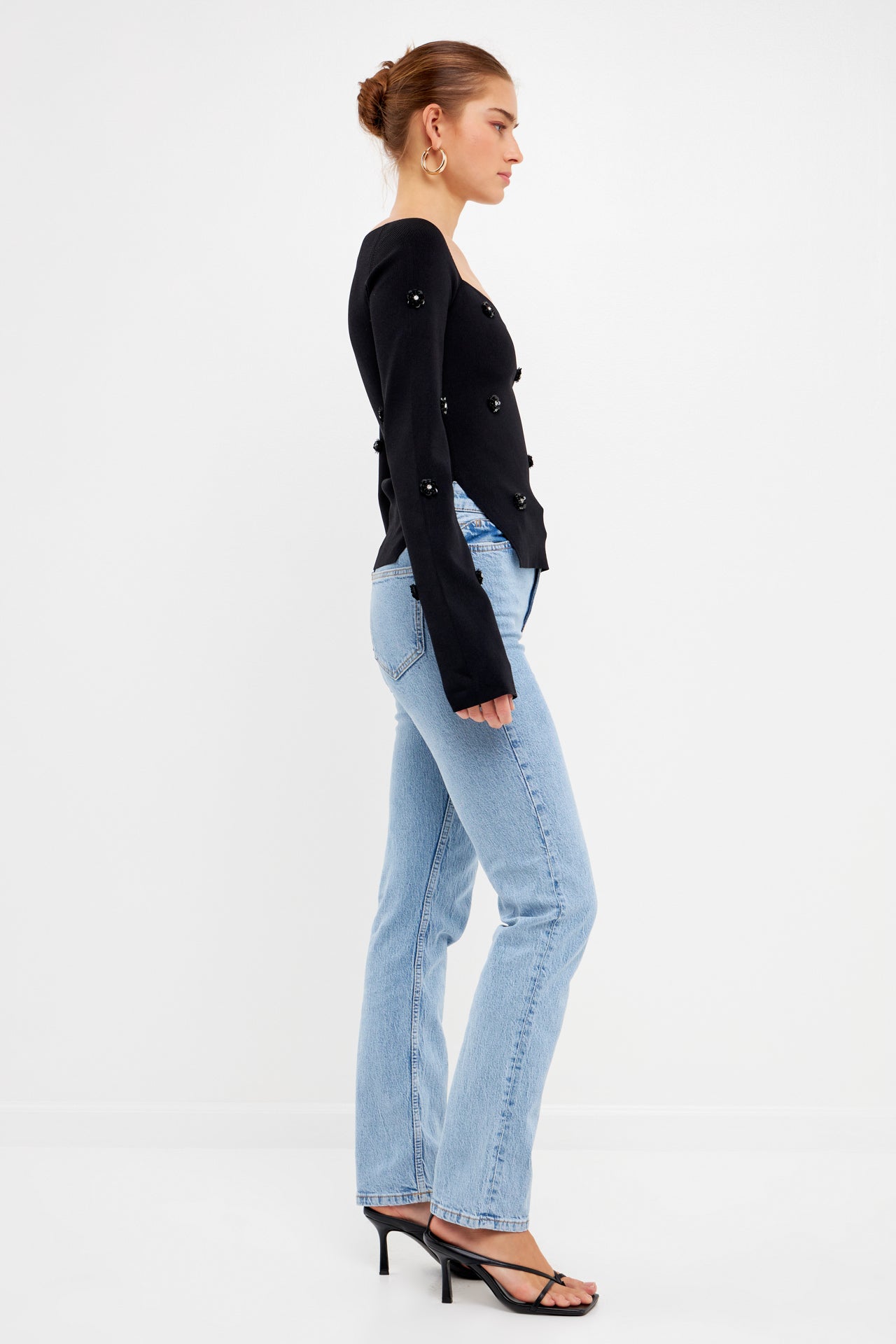 ENDLESS ROSE - Sequin Flower Sweater - SWEATERS & KNITS available at Objectrare