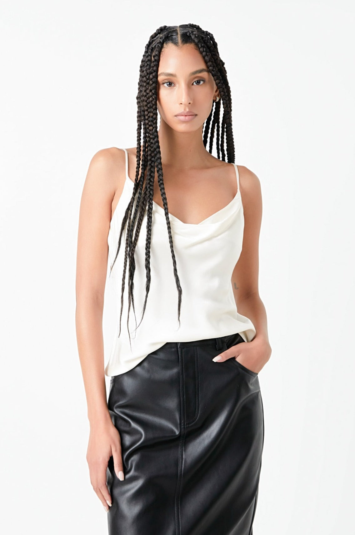 GREY LAB - Satin Cowl Neck Top - TOPS available at Objectrare