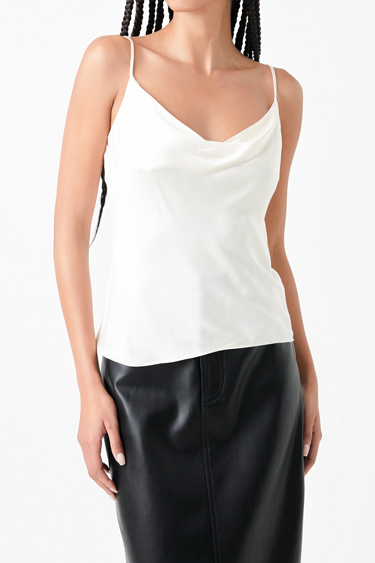GREY LAB - Satin Cowl Neck Top - TOPS available at Objectrare
