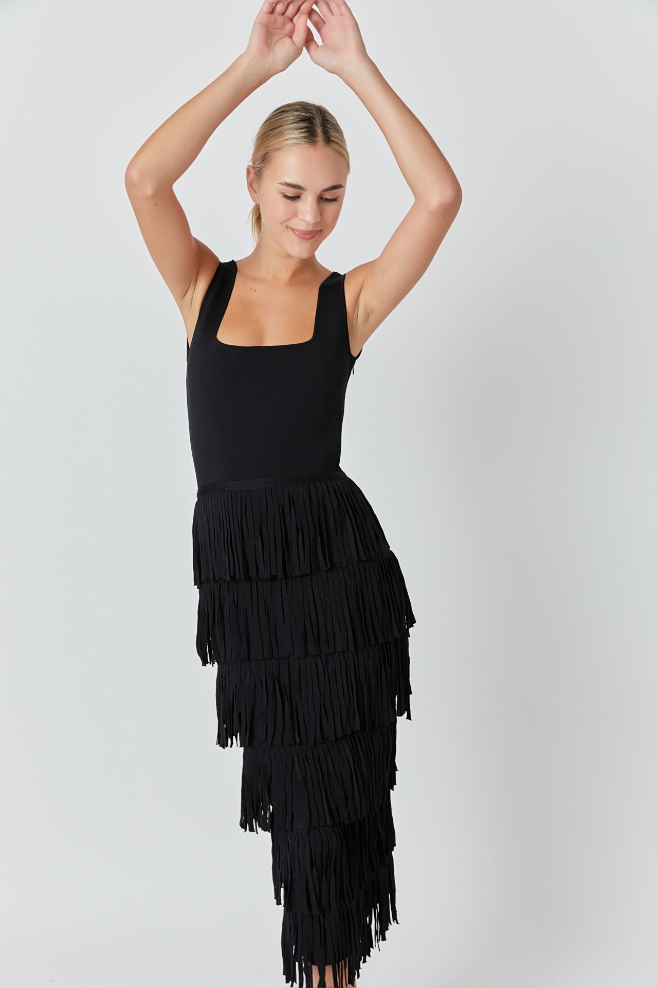 ENDLESS ROSE - Knit Fringe Long Dress - DRESSES available at Objectrare