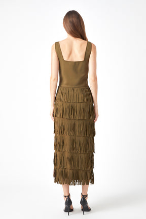 ENDLESS ROSE - Knit Fringe Long Dress - DRESSES available at Objectrare