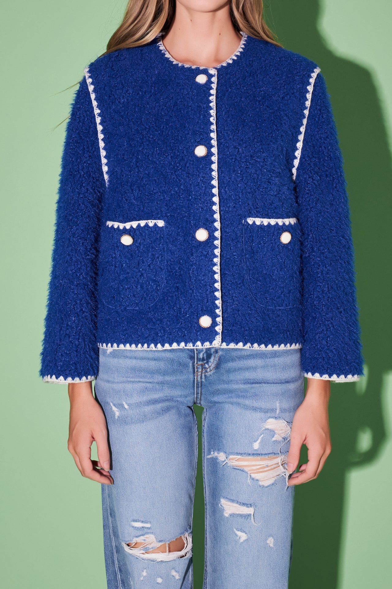 ENGLISH FACTORY - Premium Faux Shearling Jacket - JACKETS available at Objectrare