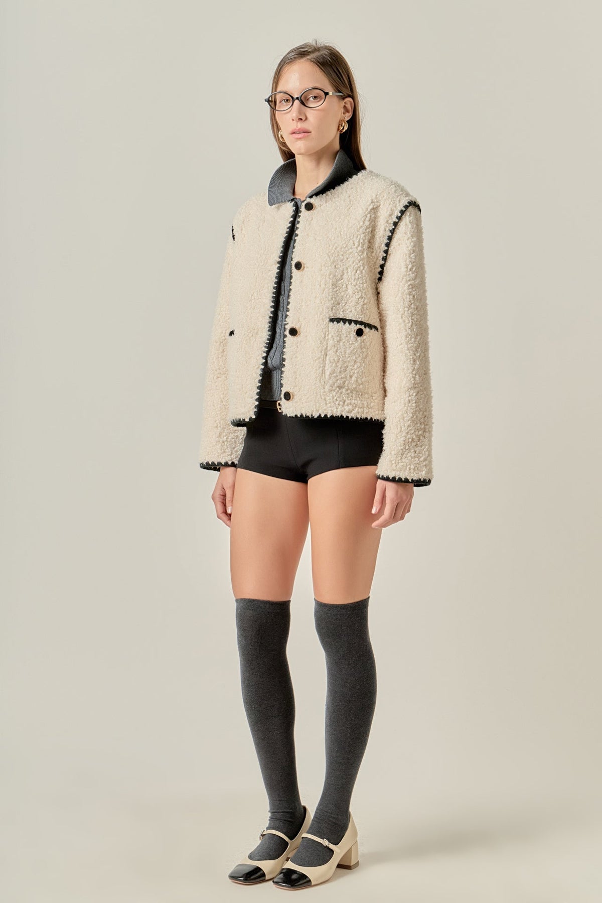 ENGLISH FACTORY - Premium Faux Shearling Jacket - JACKETS available at Objectrare