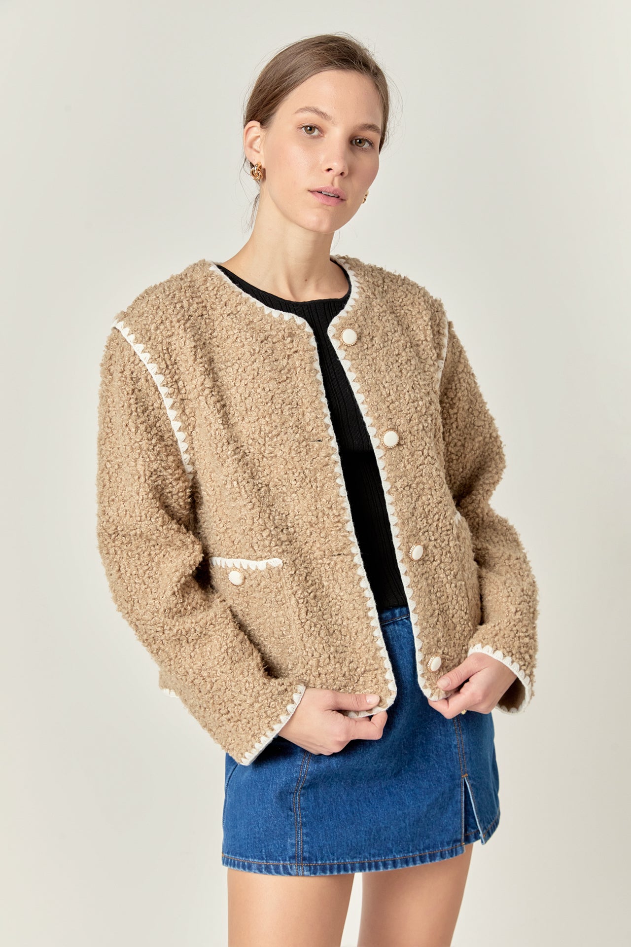 ENGLISH FACTORY - Premium Faux Shearling Jacket - JACKETS available at Objectrare