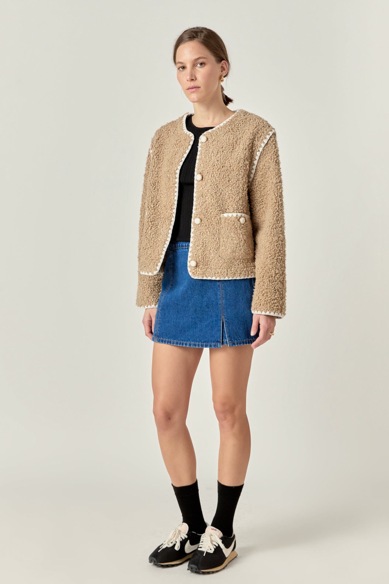 ENGLISH FACTORY - Premium Faux Shearling Jacket - JACKETS available at Objectrare