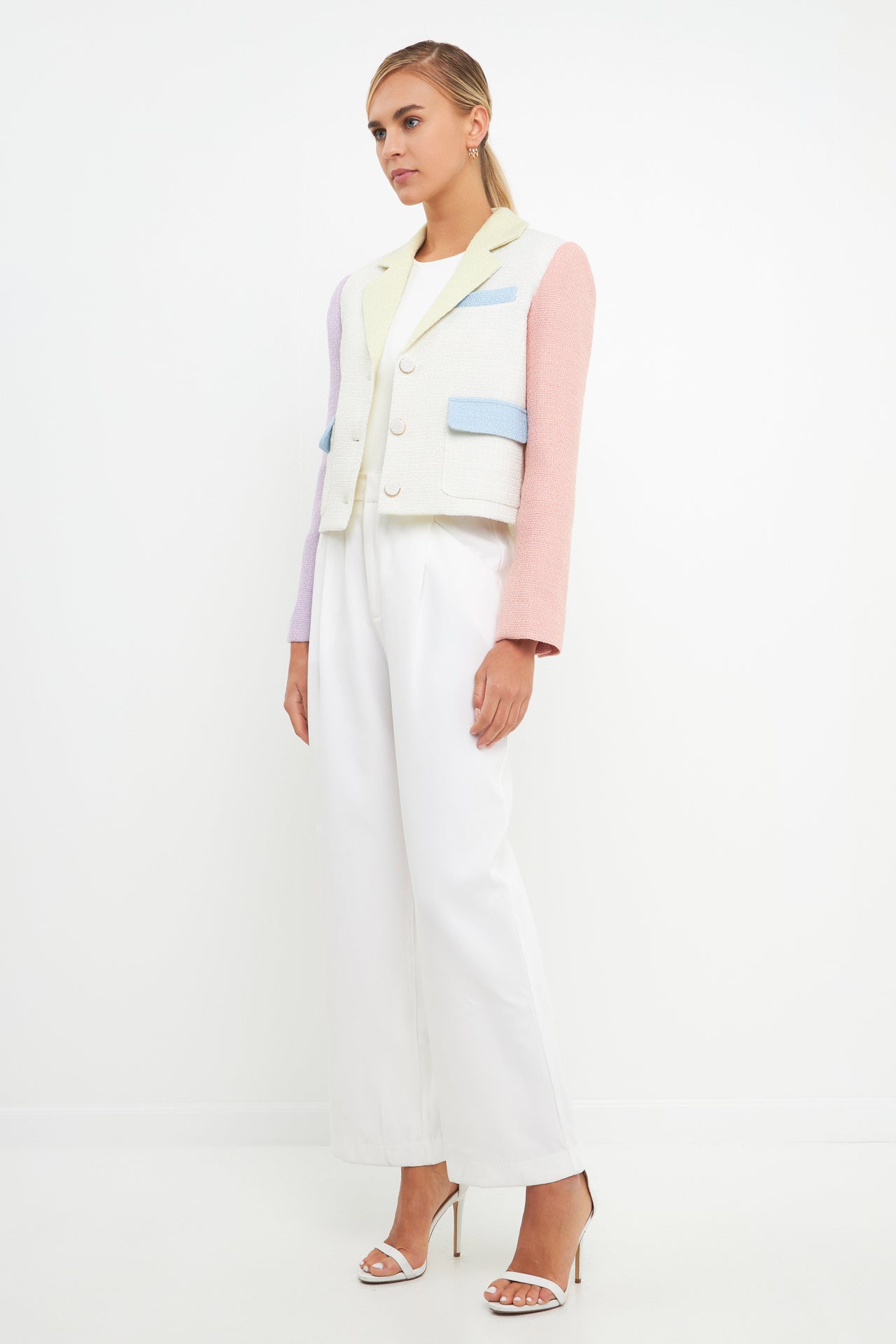 ENDLESS ROSE - Cropped Color Block Blazer - BLAZERS available at Objectrare